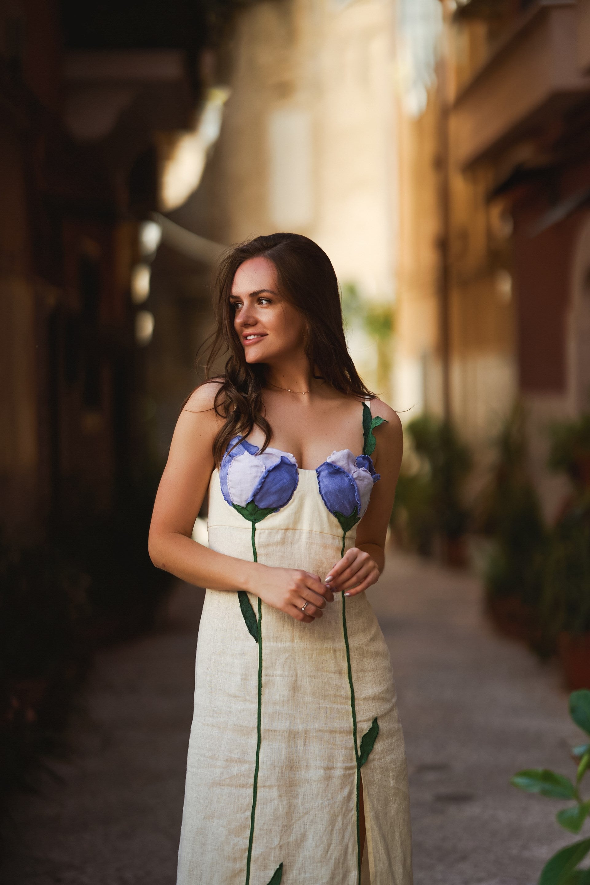 Flower maxi sundress (butter/lavender)