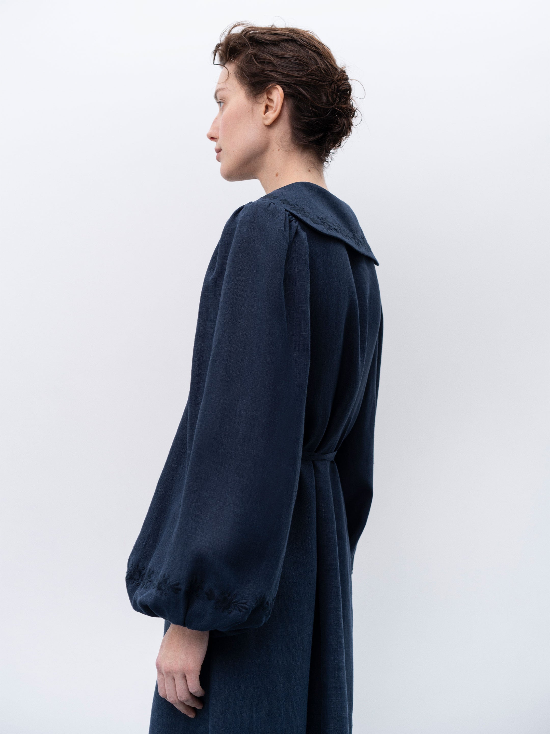 Linen dress with embroidery Pervotsvit Blue