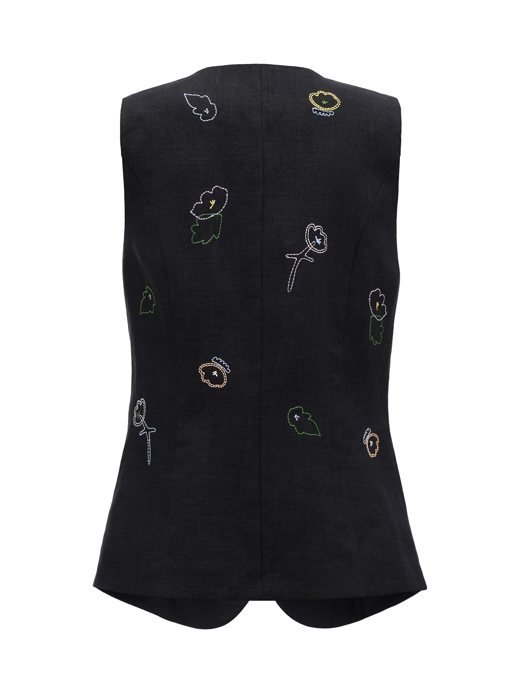 Black linen embroidered vest "Agrus"