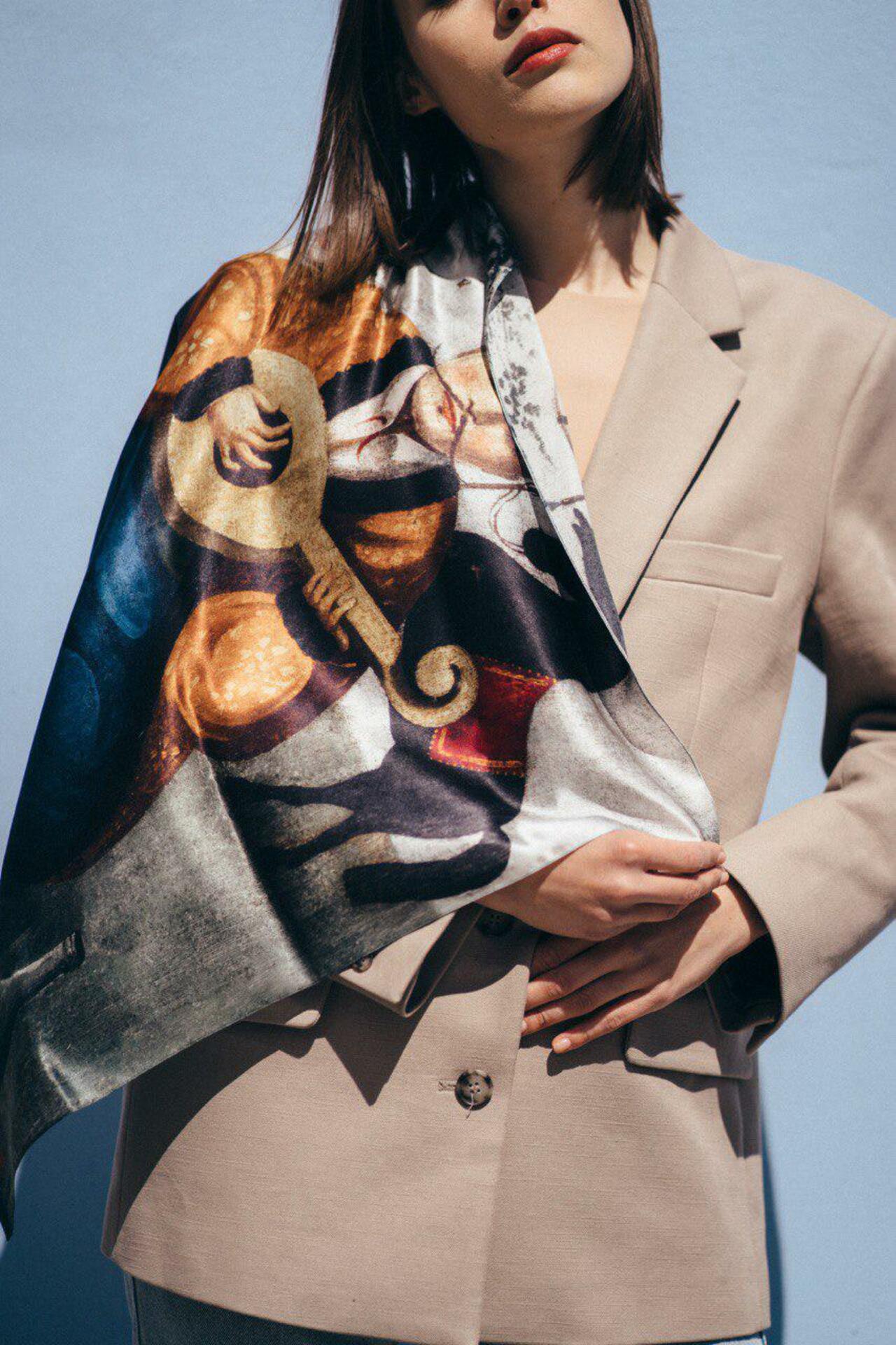 Silk scarf "Cossack Mamay"