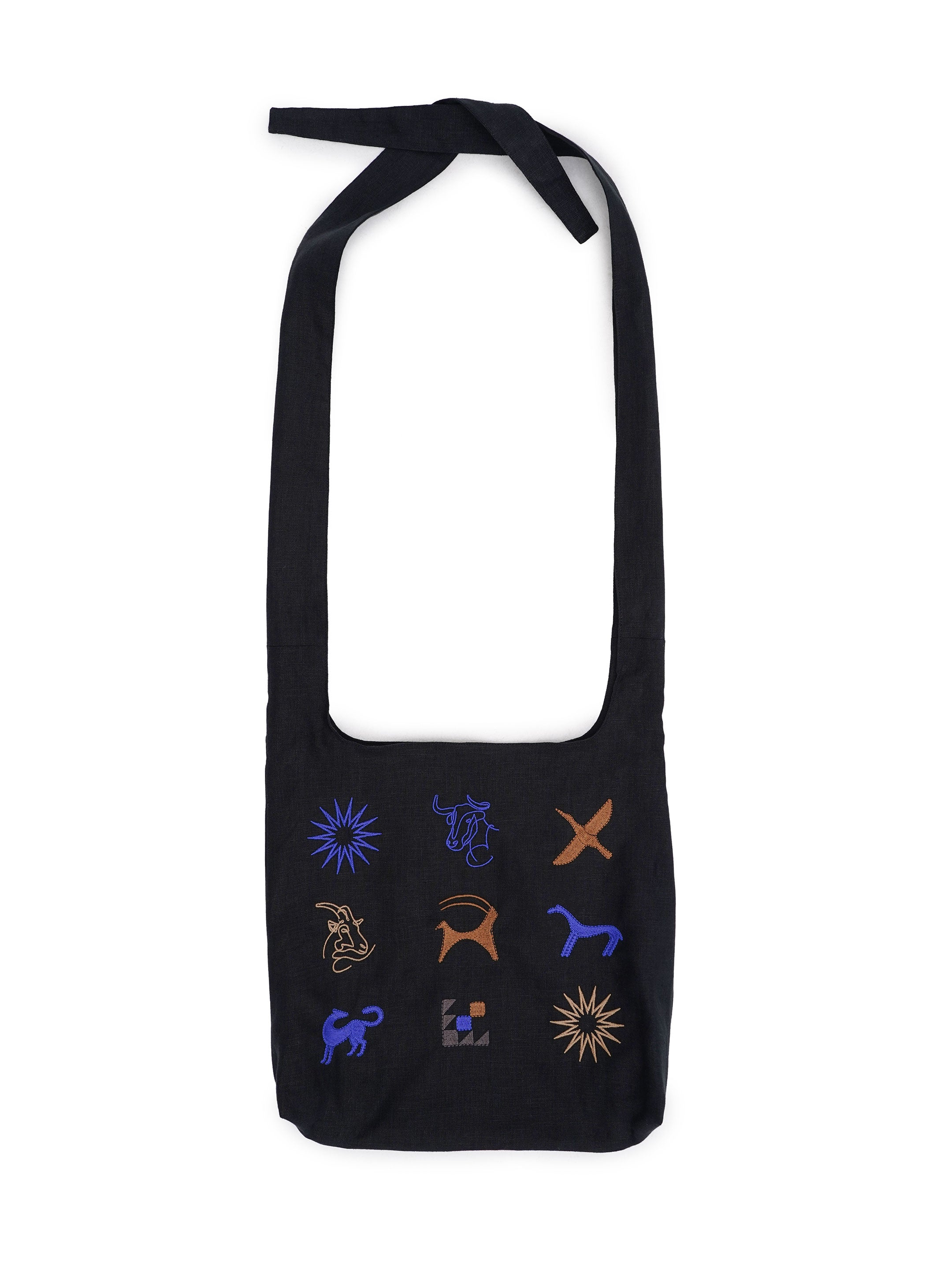 Linen bag with embroidered ornament wild animals "Zvir"
