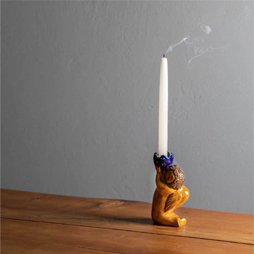 Candle holder «Angel with a cornflower»