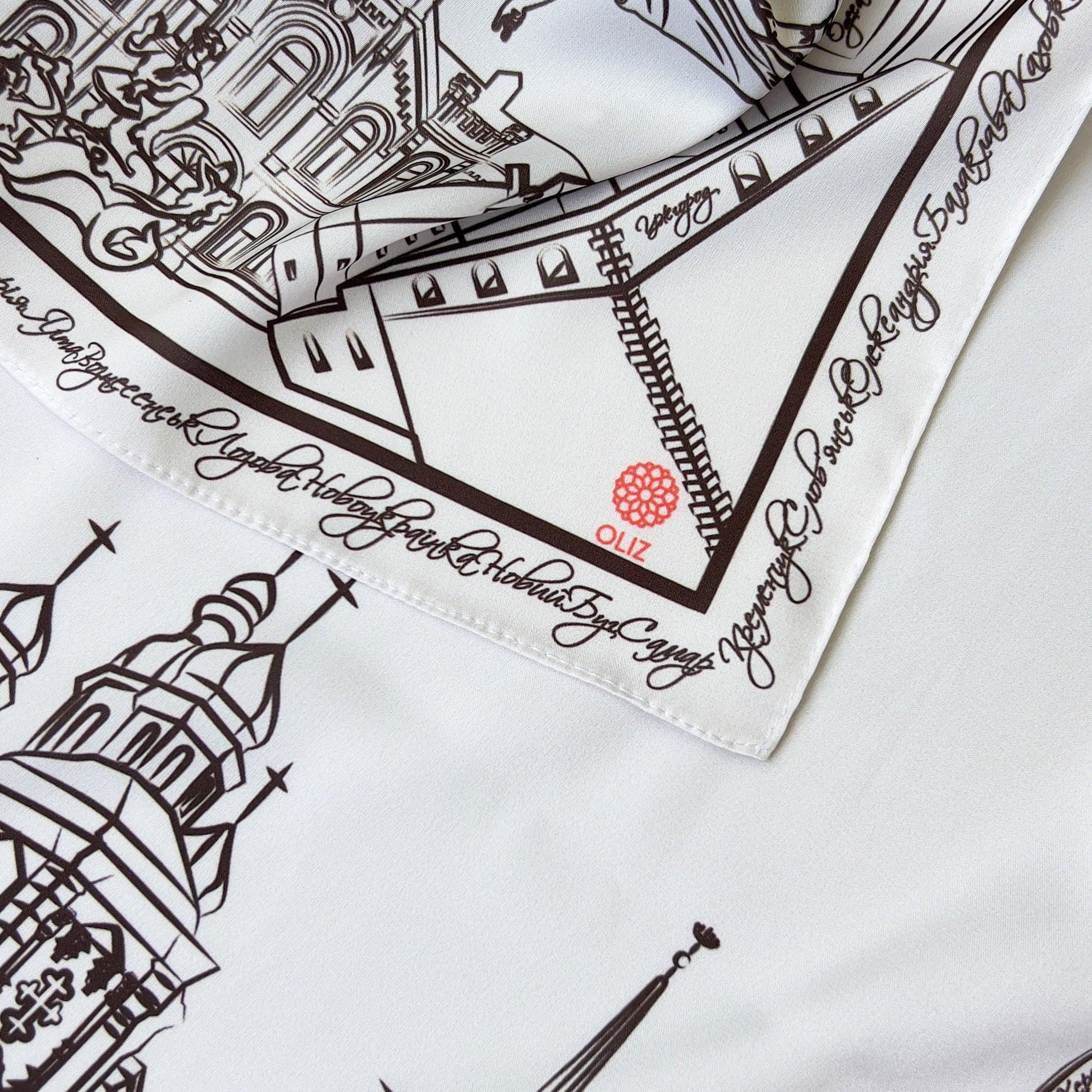 Scarf "Architectural Landmarks of Ukraine" (white)