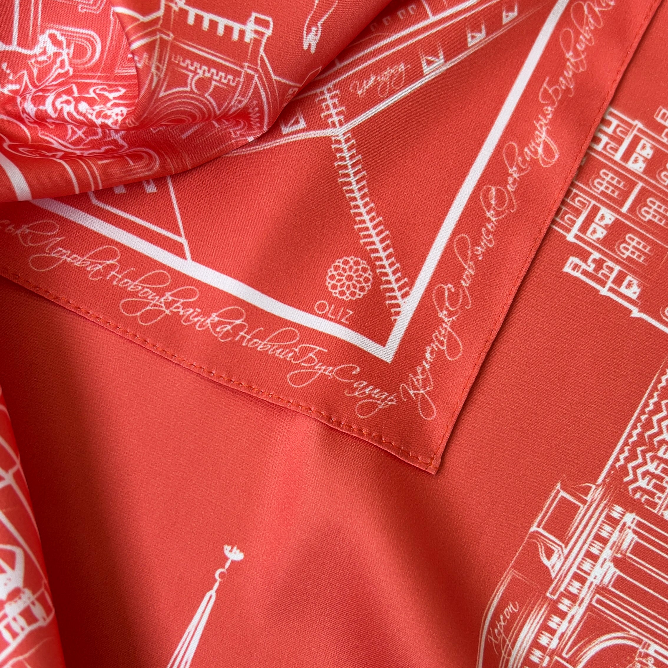 Scarf "Architectural Landmarks of Ukraine" (red)