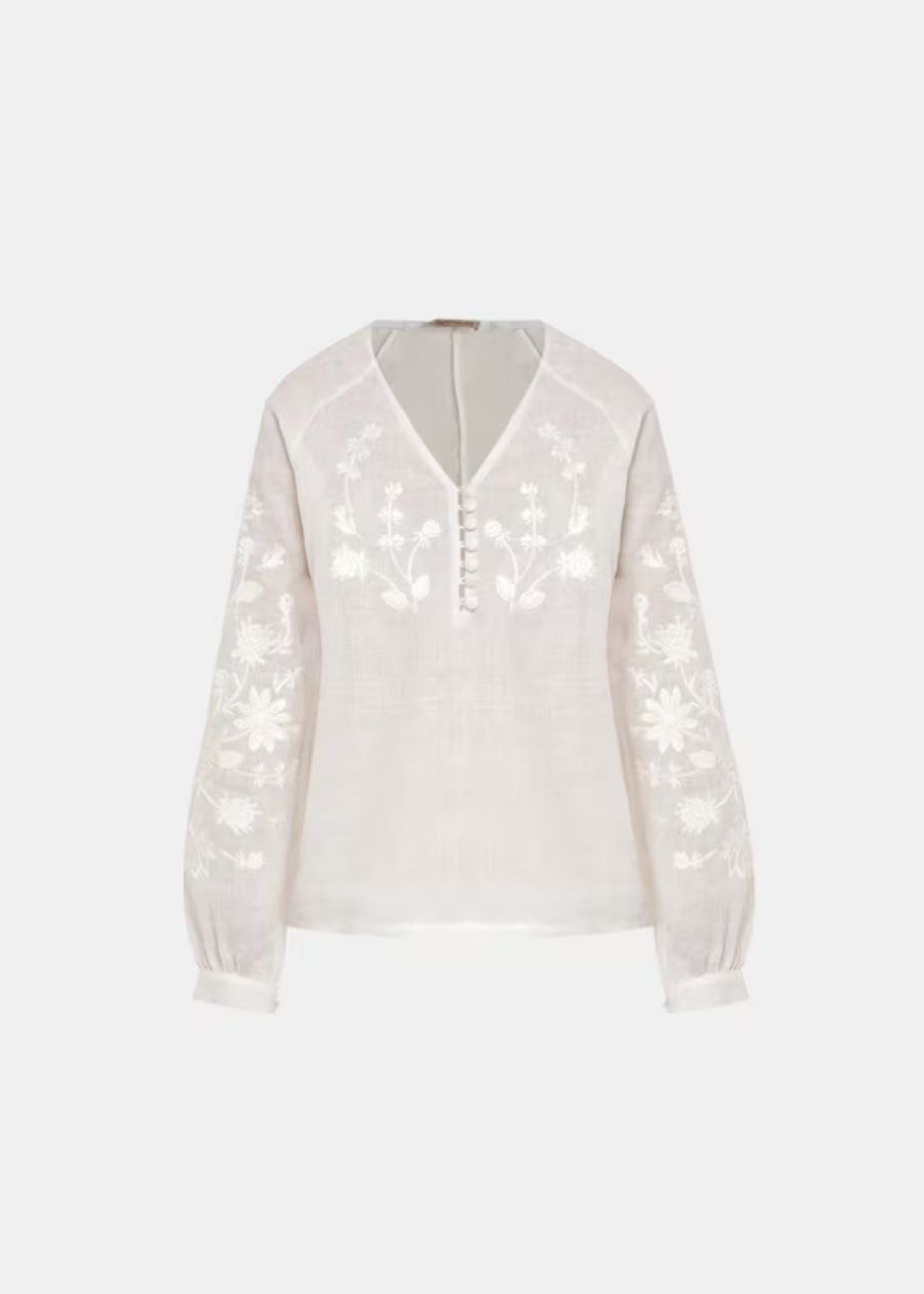 Blouse “Rozmai” white ornament