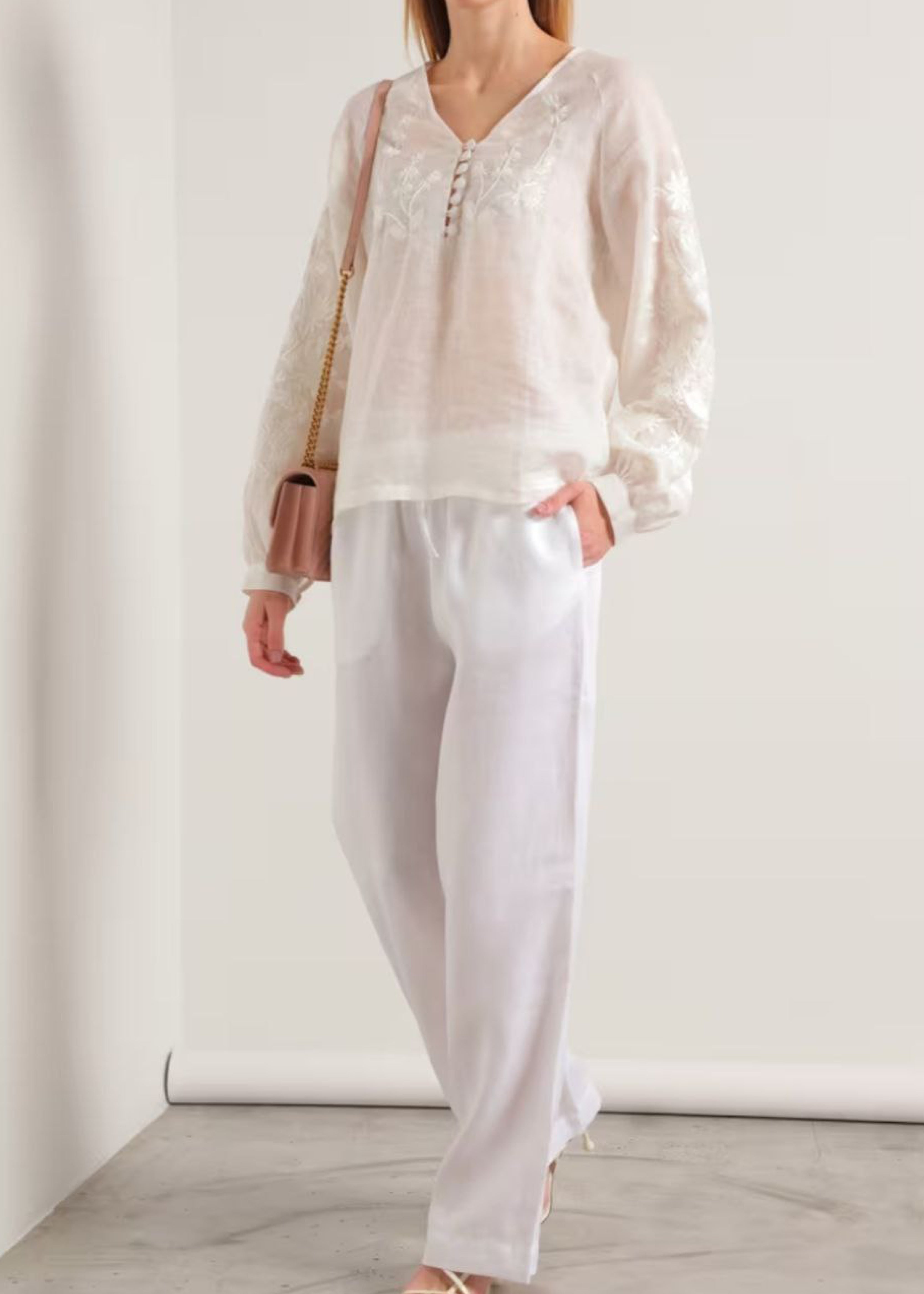 Blouse “Rozmai” white ornament
