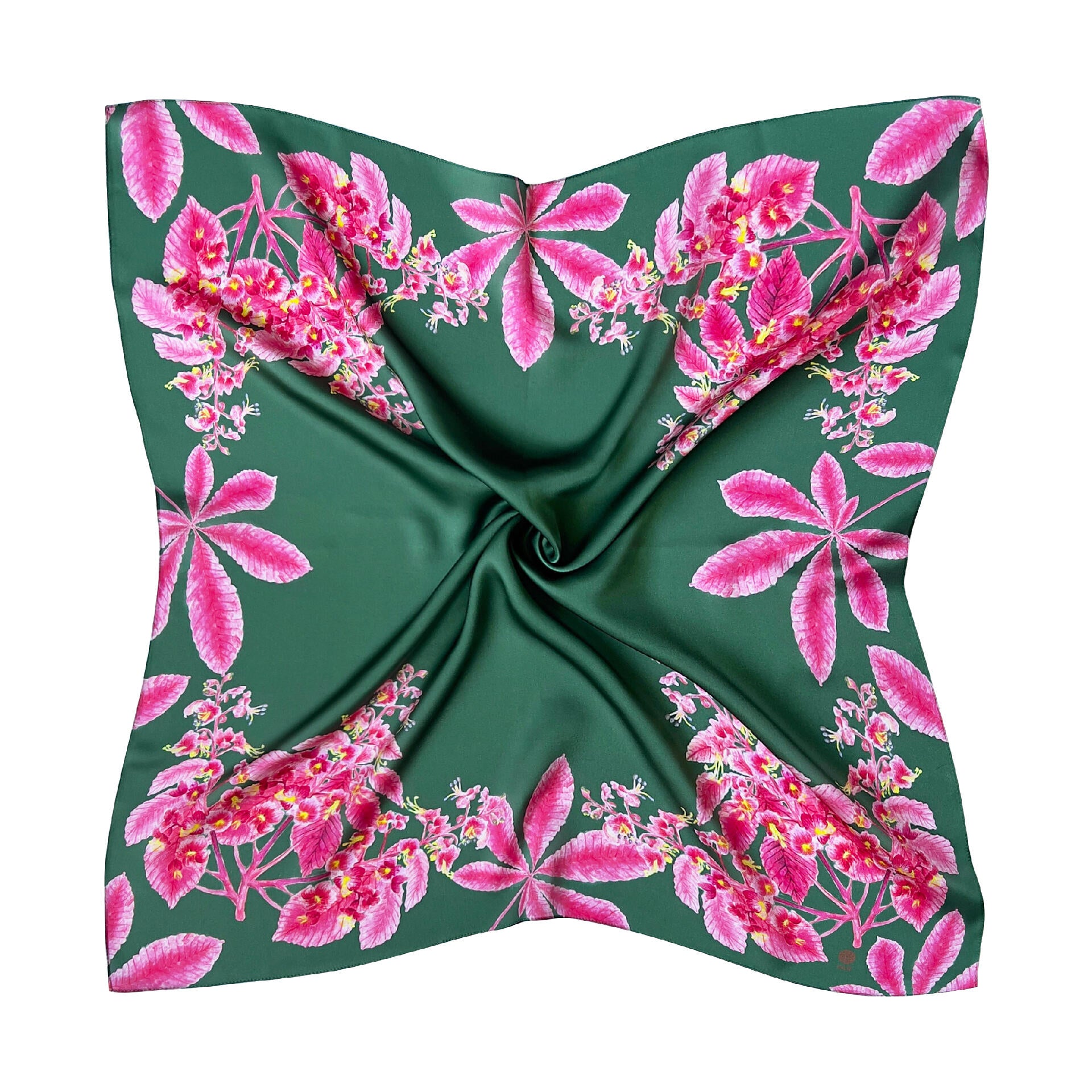 Silk scarf "Chestnuts" green