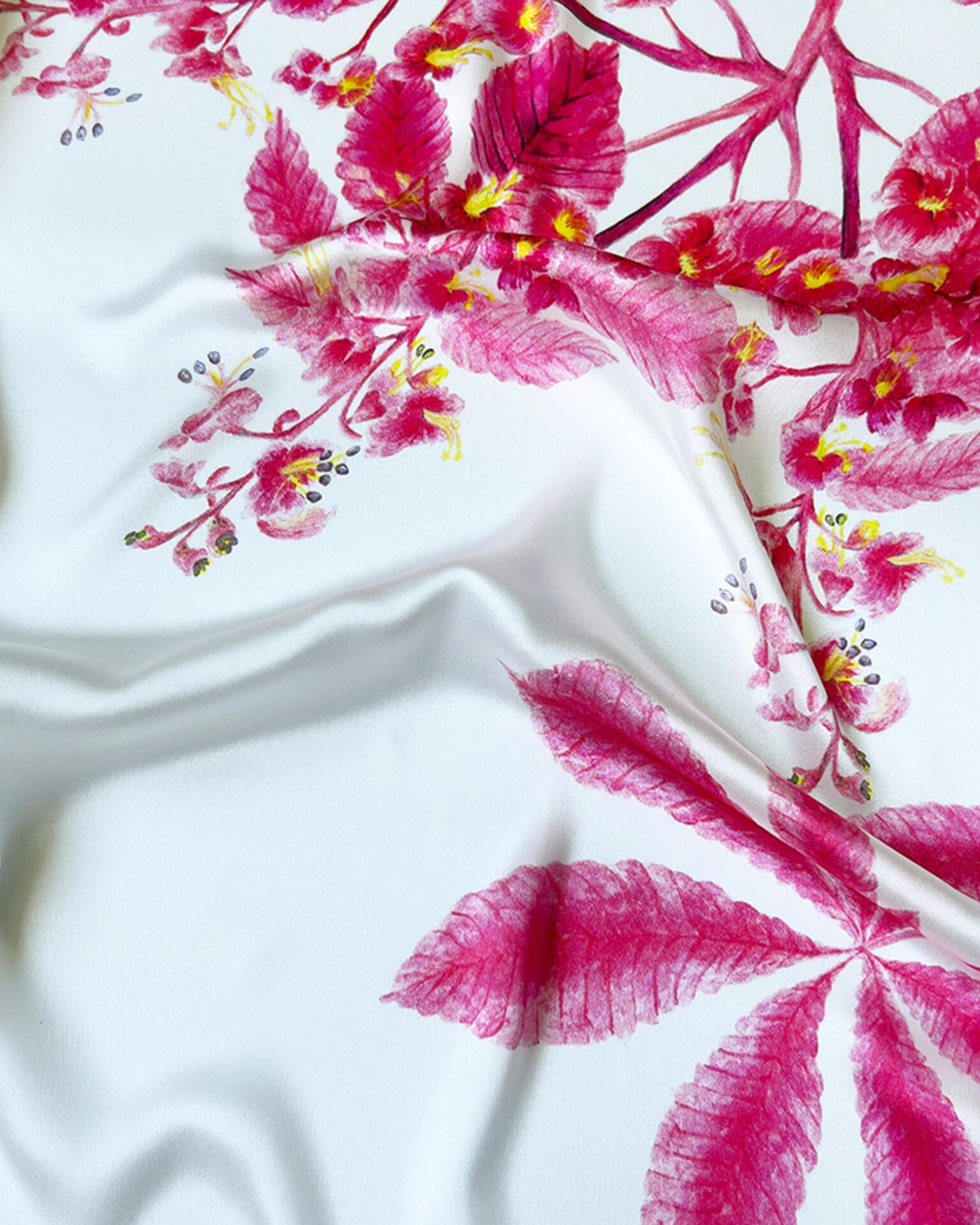 Silk scarf "Chestnuts" white
