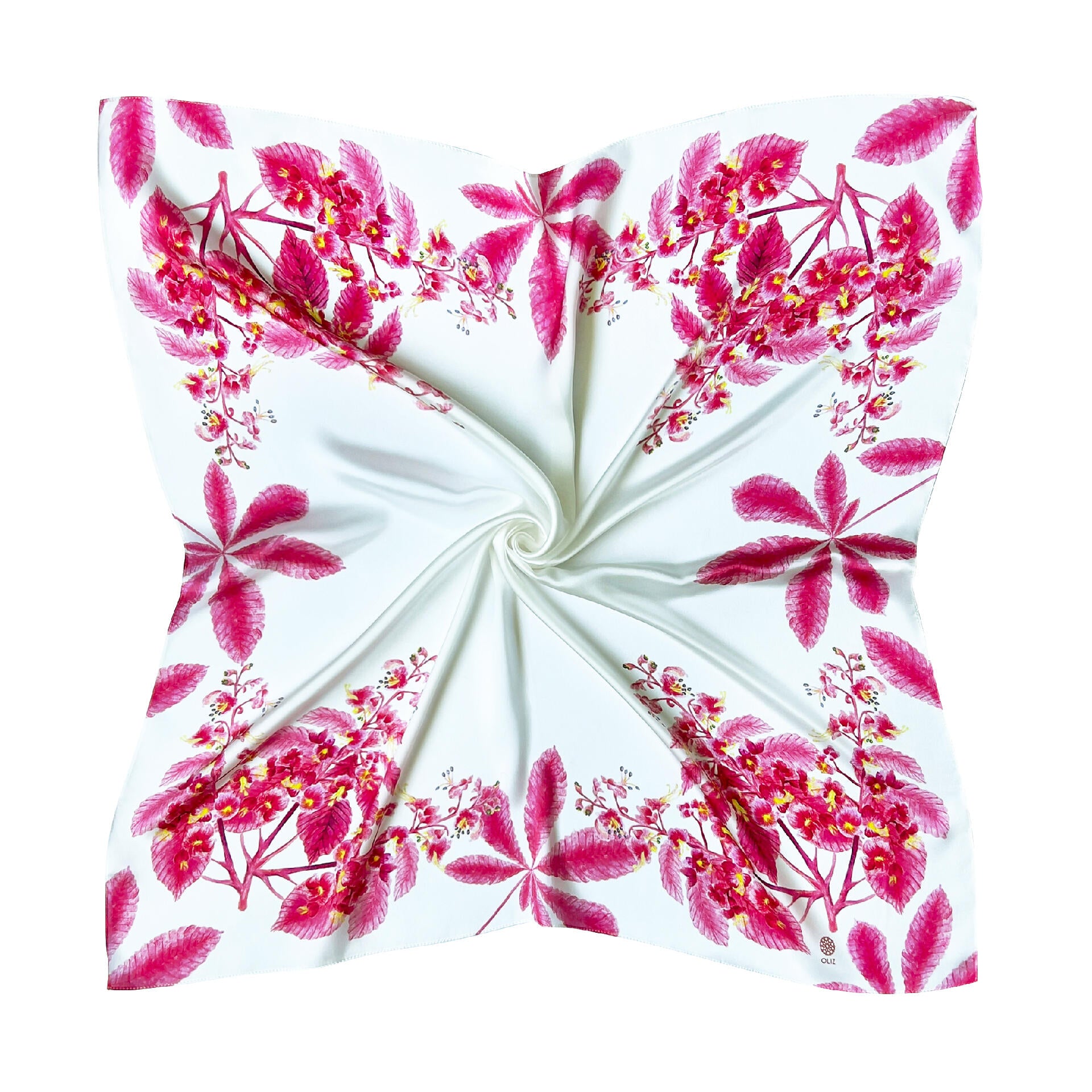 Silk scarf "Chestnuts" white