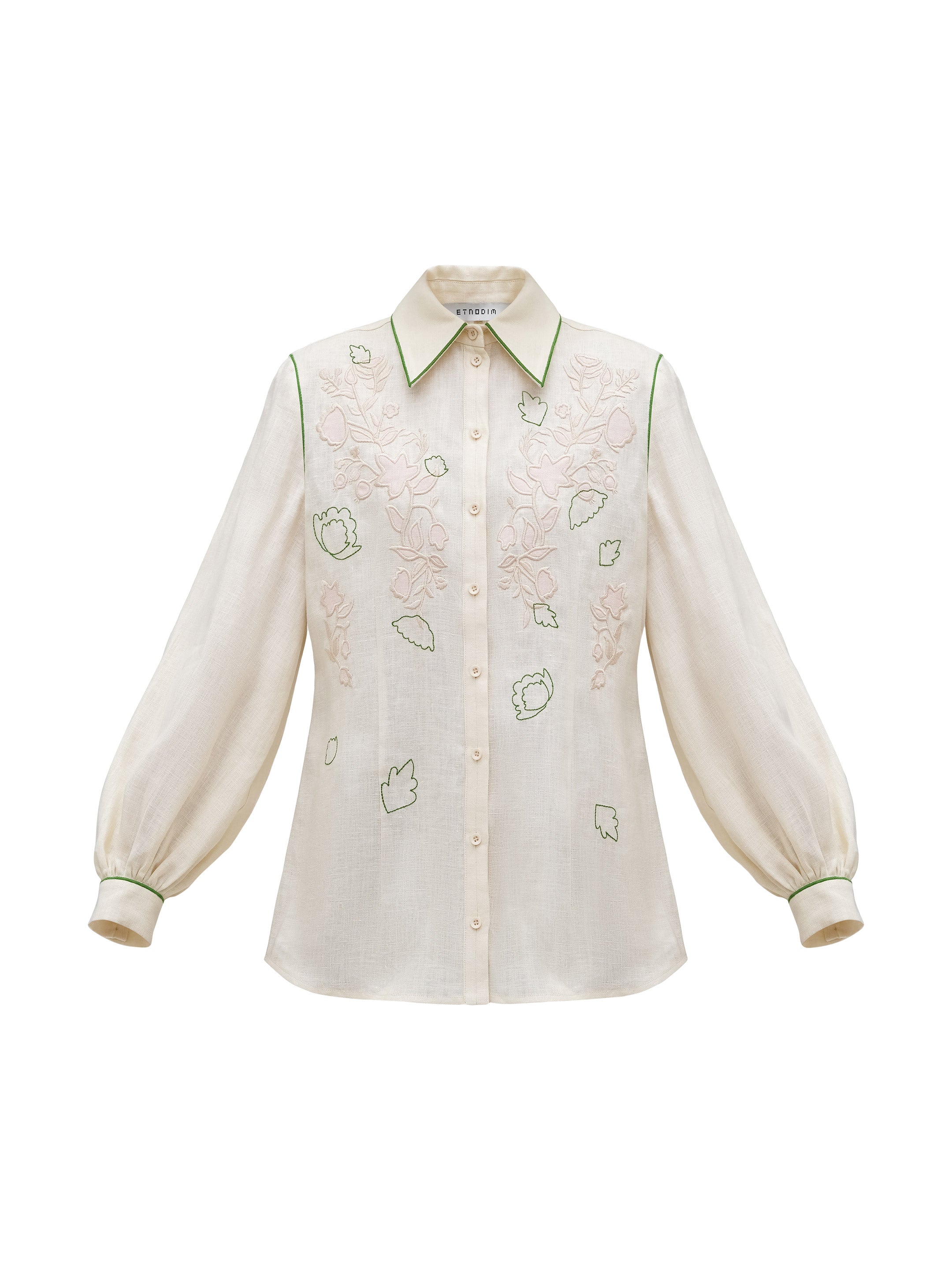 Linen embroidered shirt of milk color "Zhuravlyna"