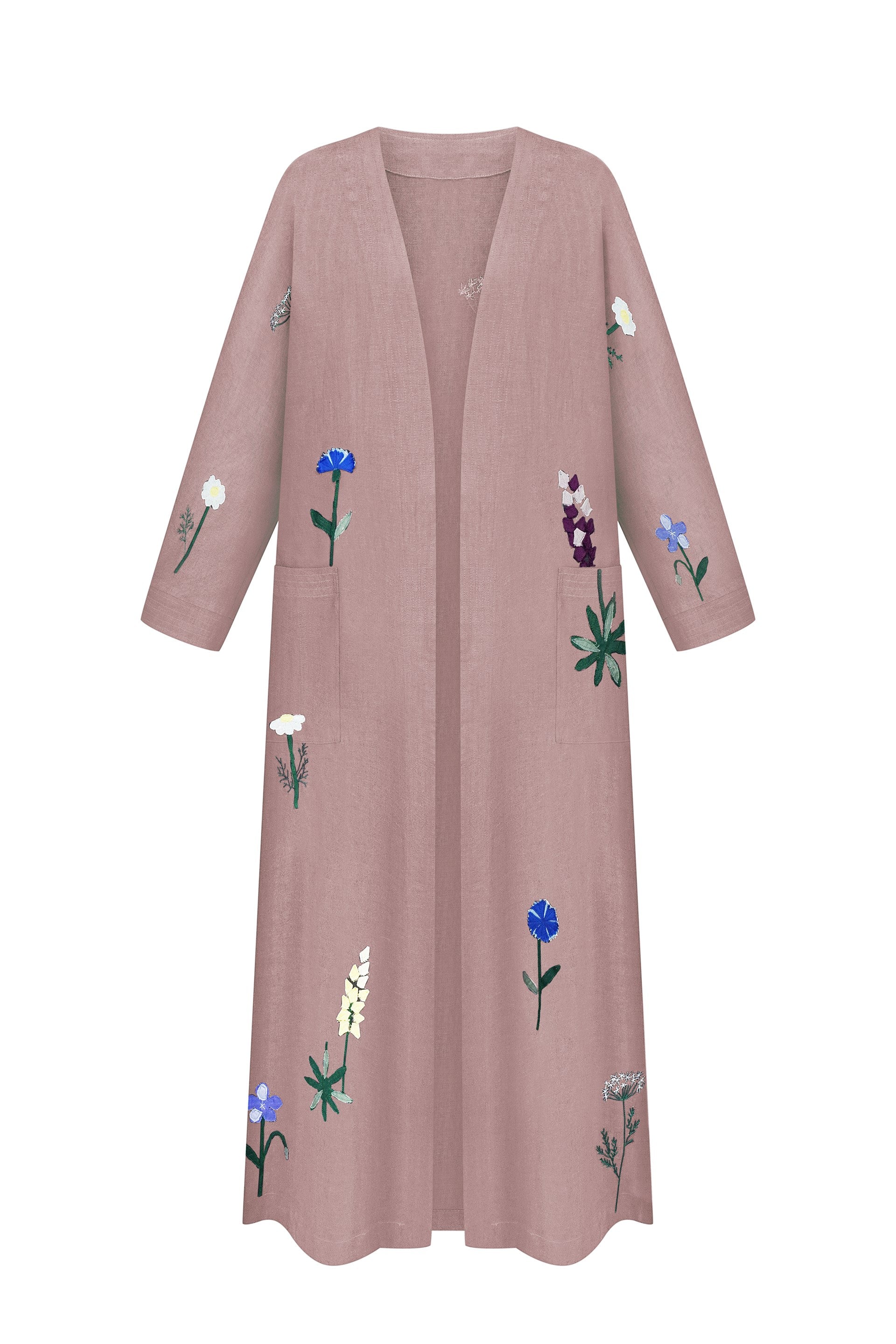 Summer trench - kimono with appliqué (lotus)