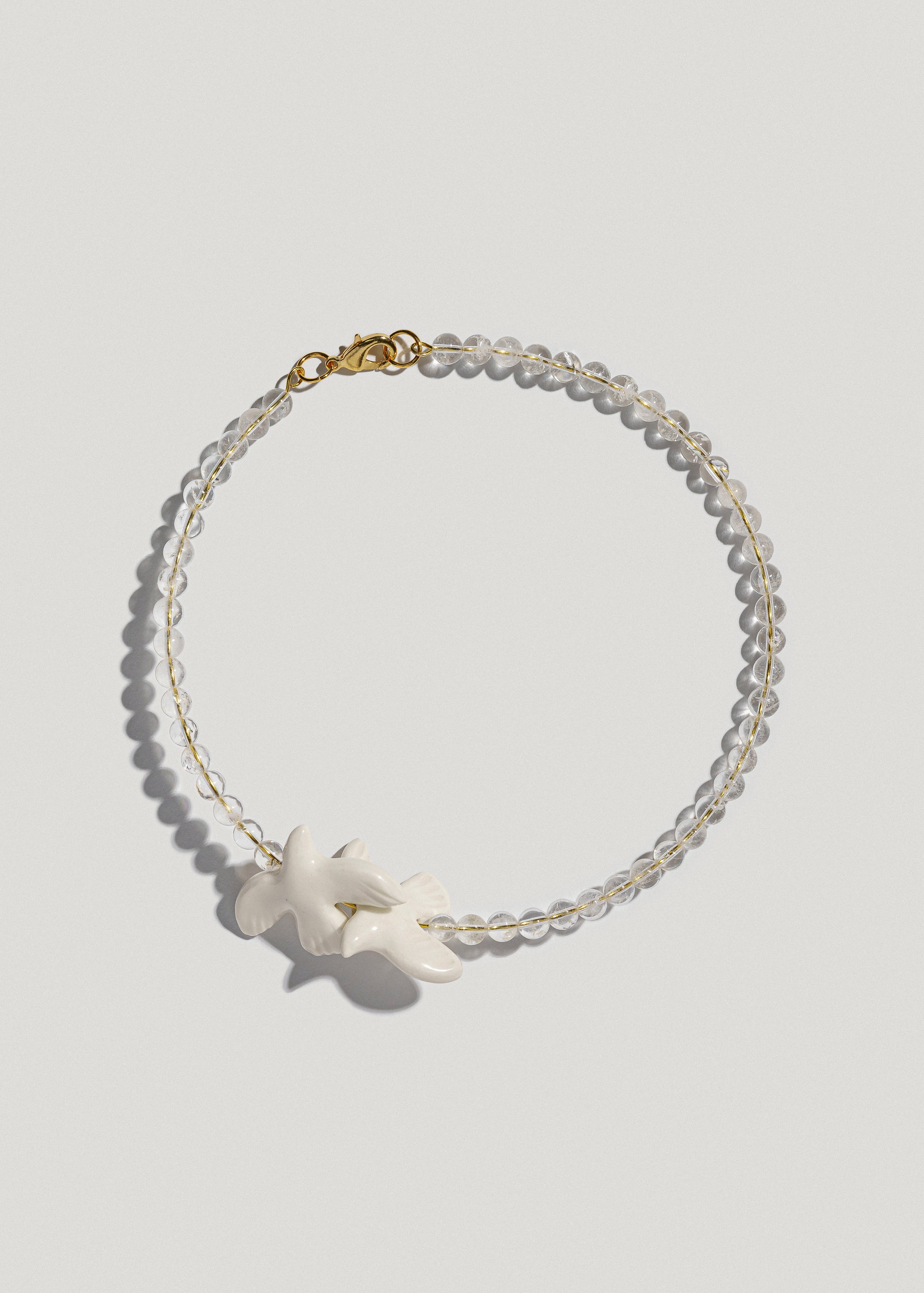 Necklace "Myrni" with crystals and two doves