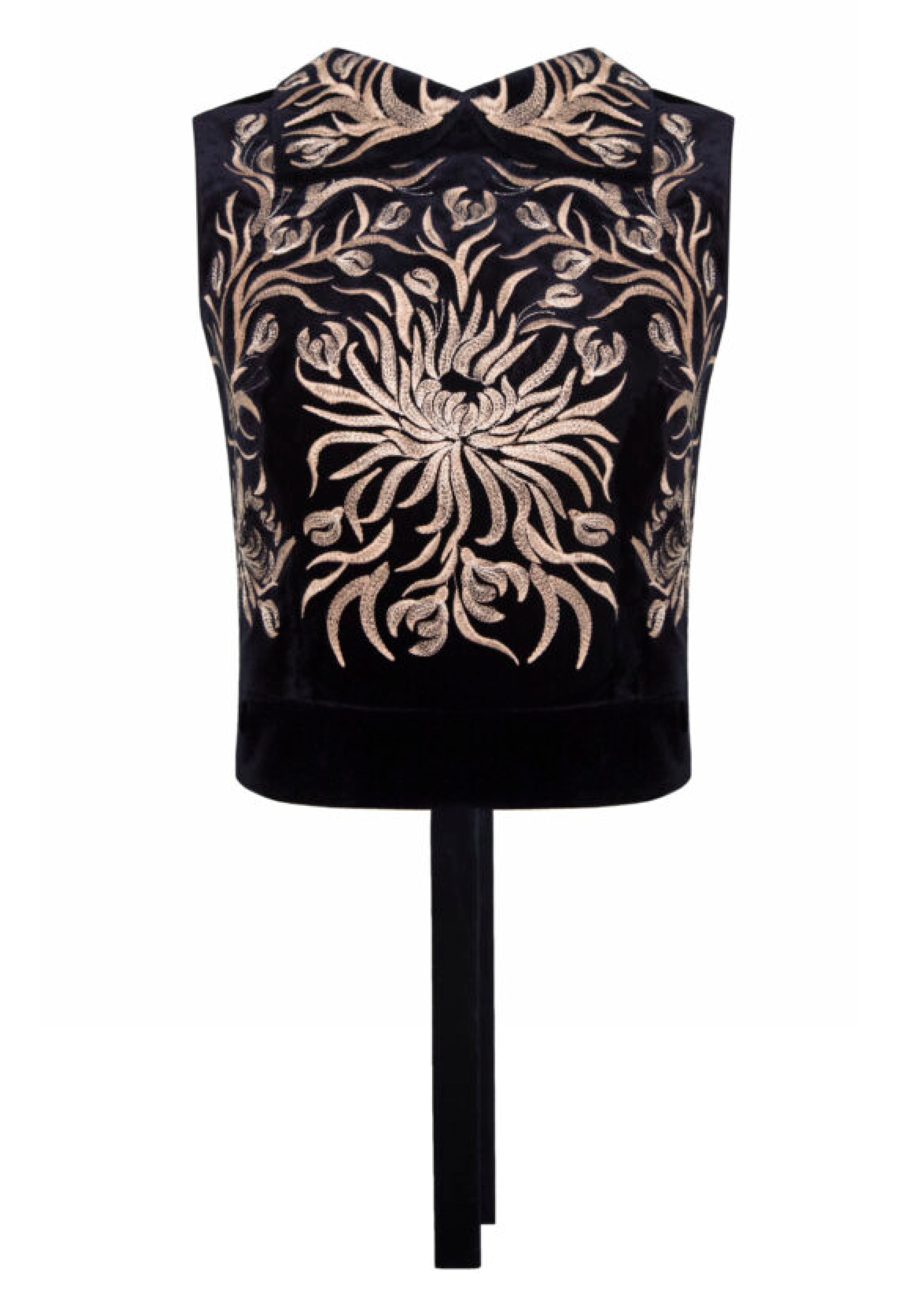 Embroidered vest with collar “Yavorivskyi divotsvit” (dark blue velvet)