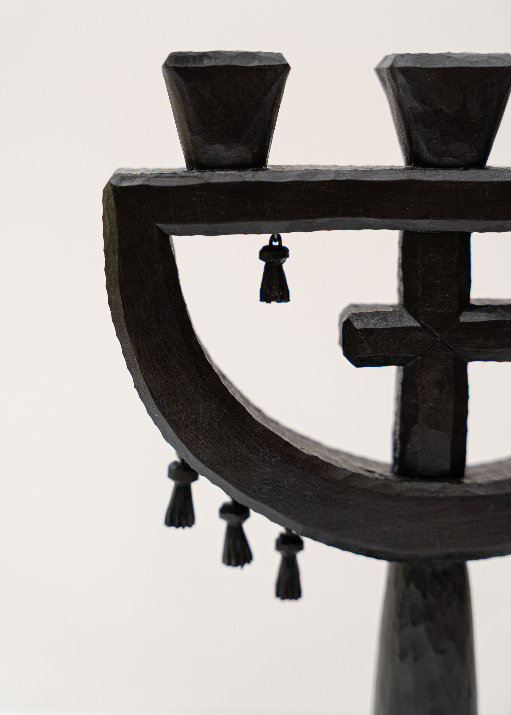 Geometric Trinity Candleholder (dark wood)