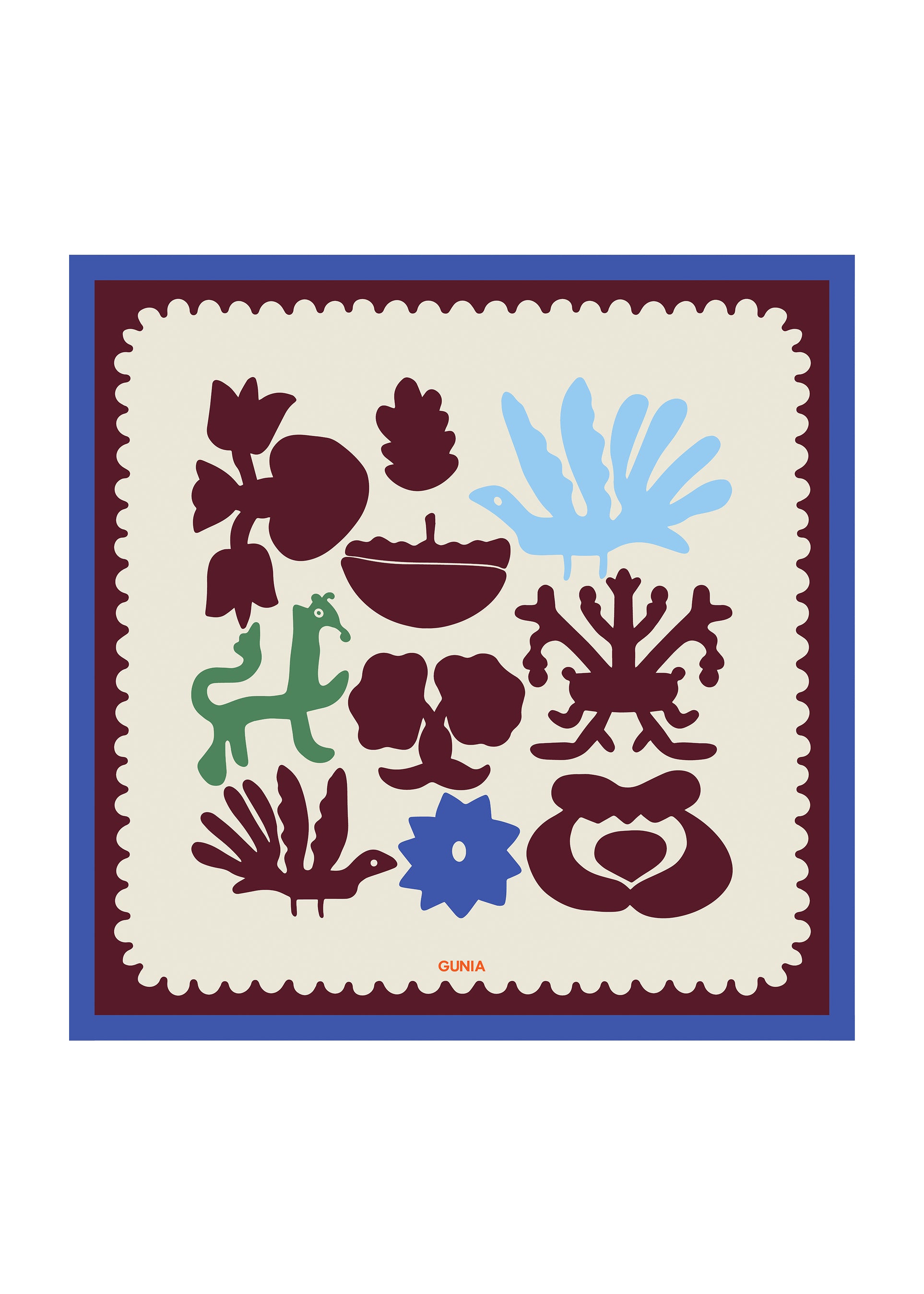 Silhouettes headscarf with a blue trim