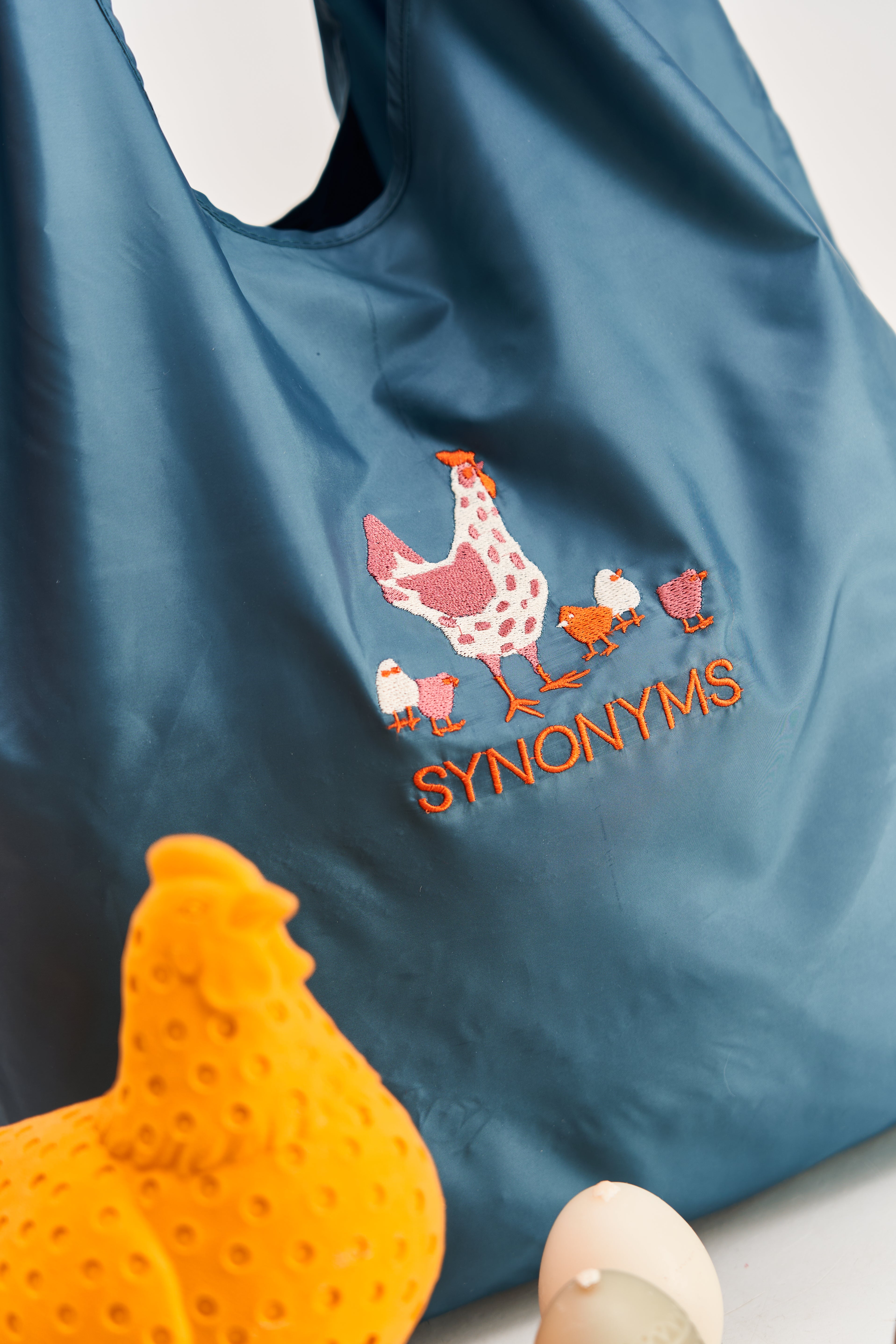 "Hens" Embroidered Shopper Bag, Wormwood