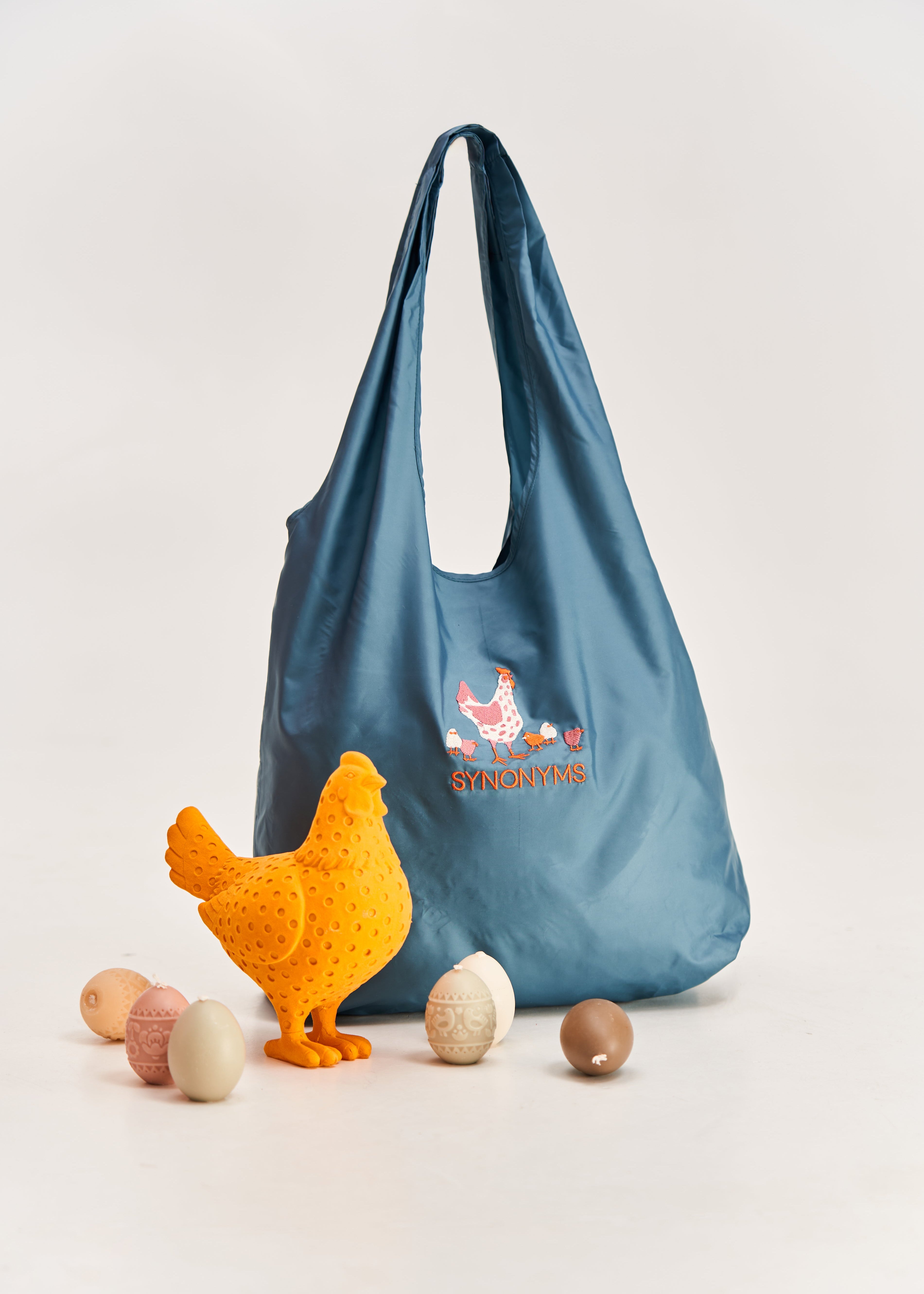 "Hens" Embroidered Shopper Bag, Wormwood
