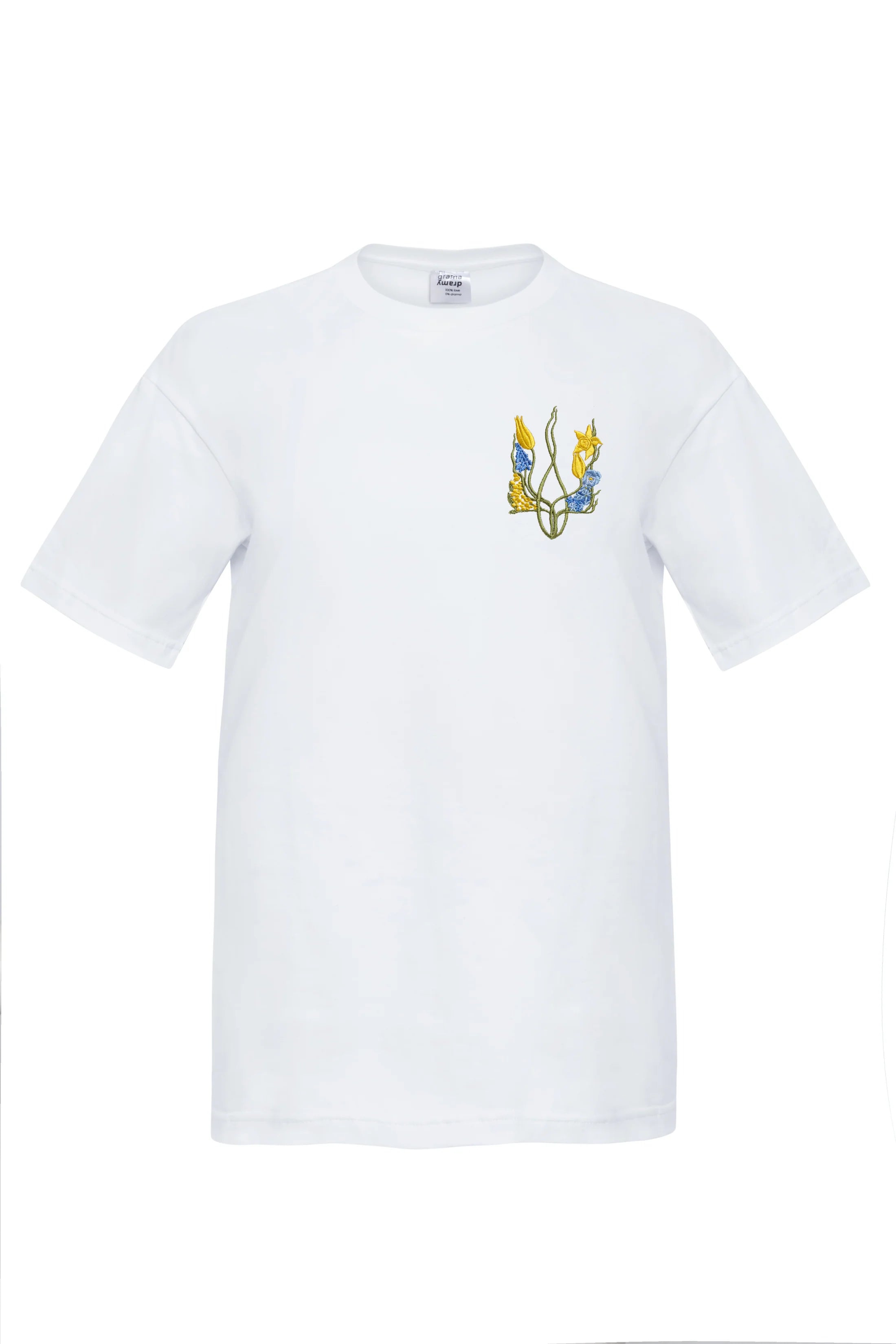 T-shirt "Blossoming Trident" print on left side