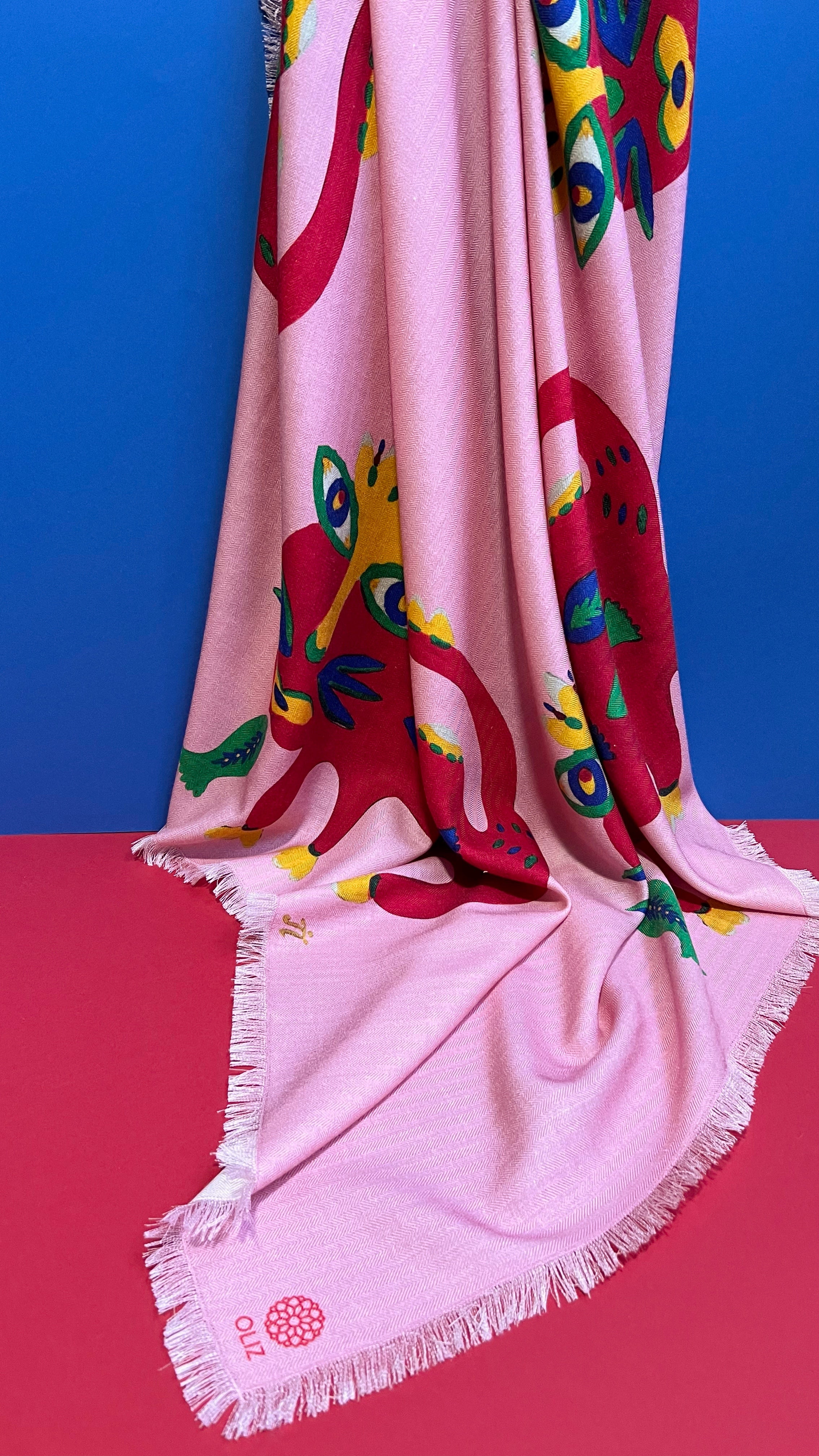 Wool scarf "A good beast fell in love with a goldfish"