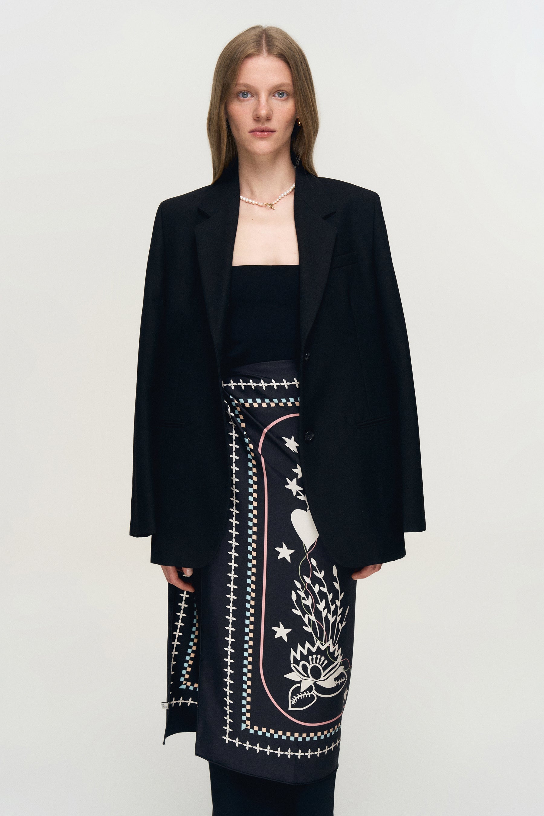 Lybid Silk Headscarf in Black