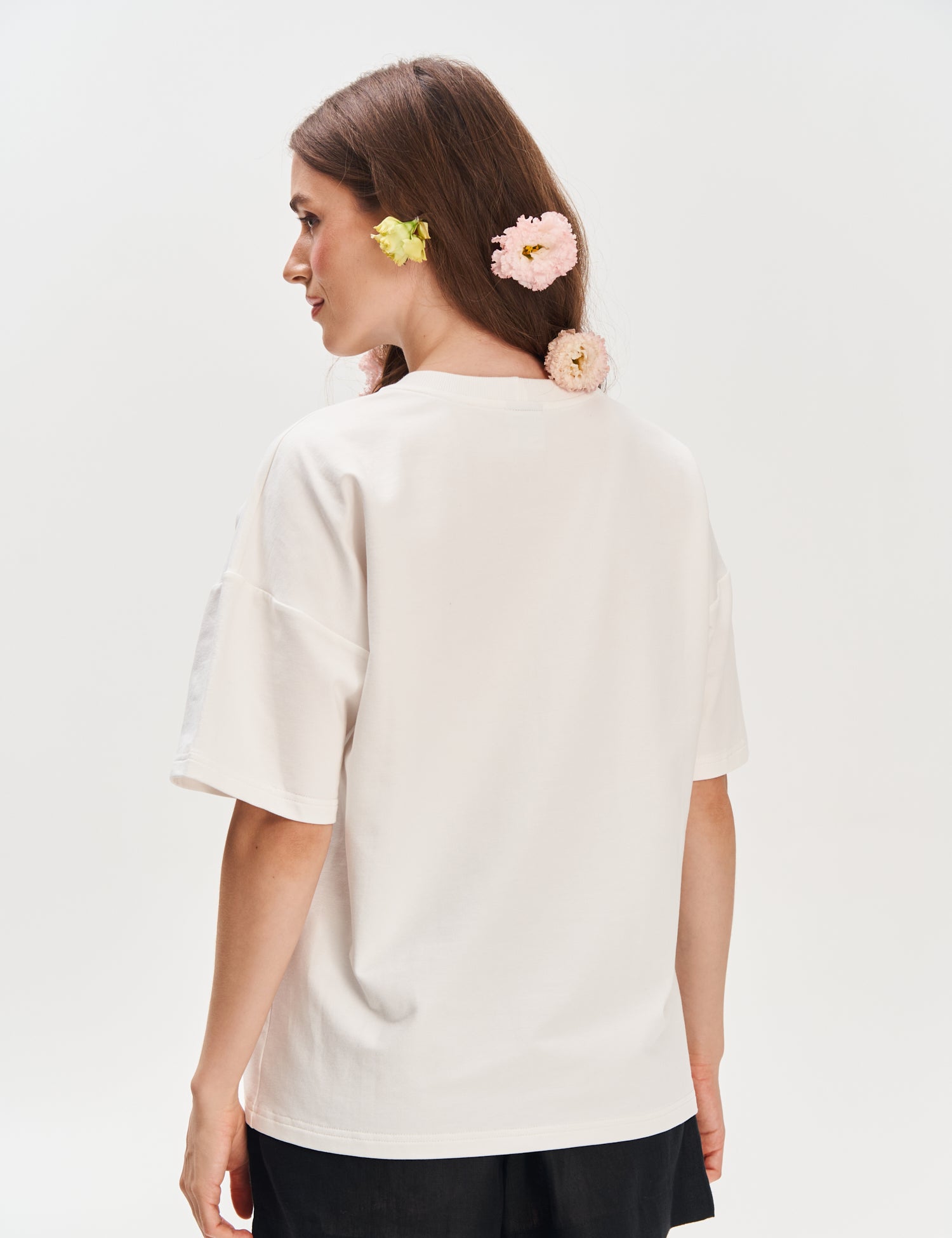 "In the Magic Garden" Embroidered T-shirt, Milky