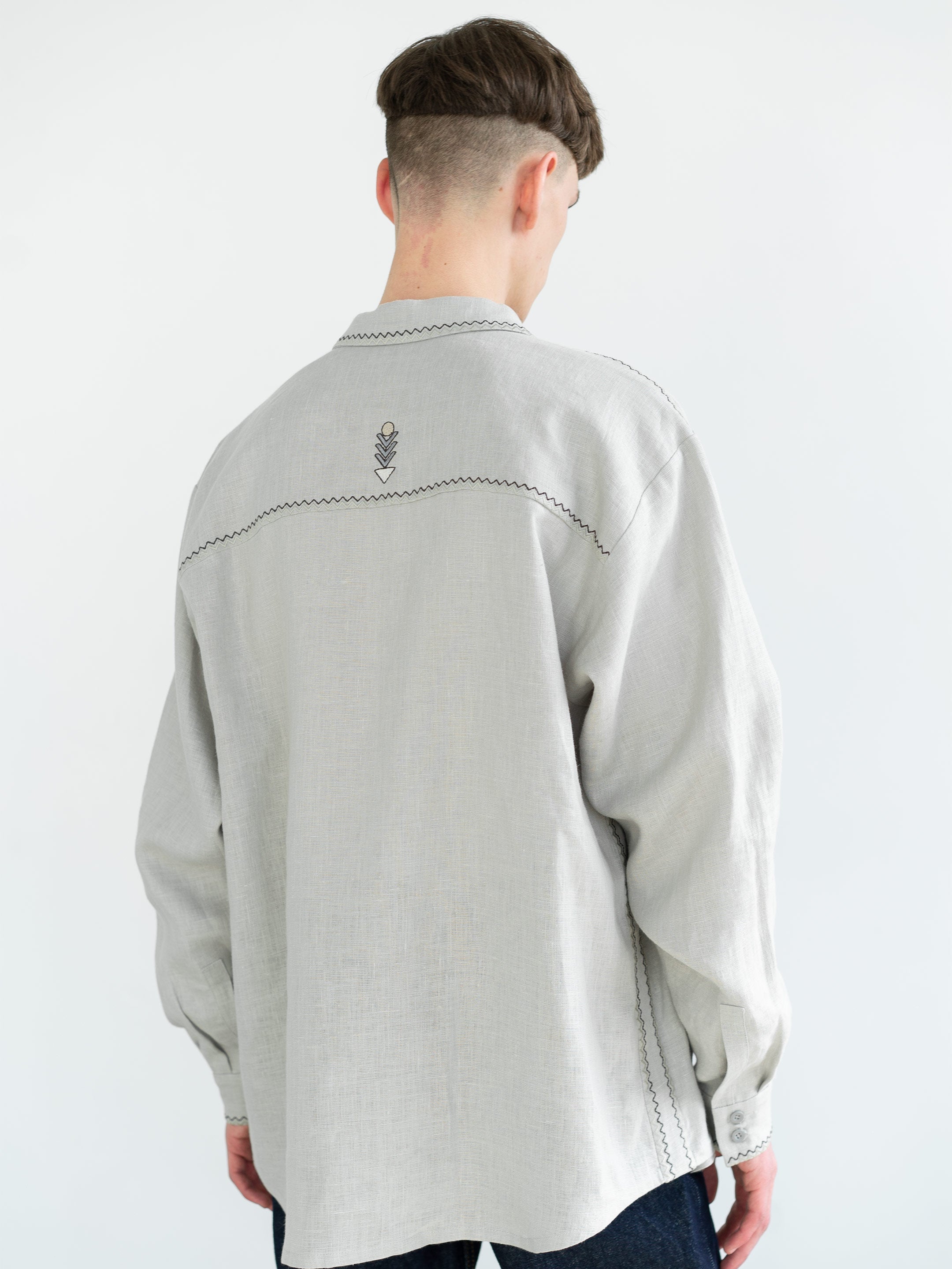Linen button-down shirt with embroidery Pastukh