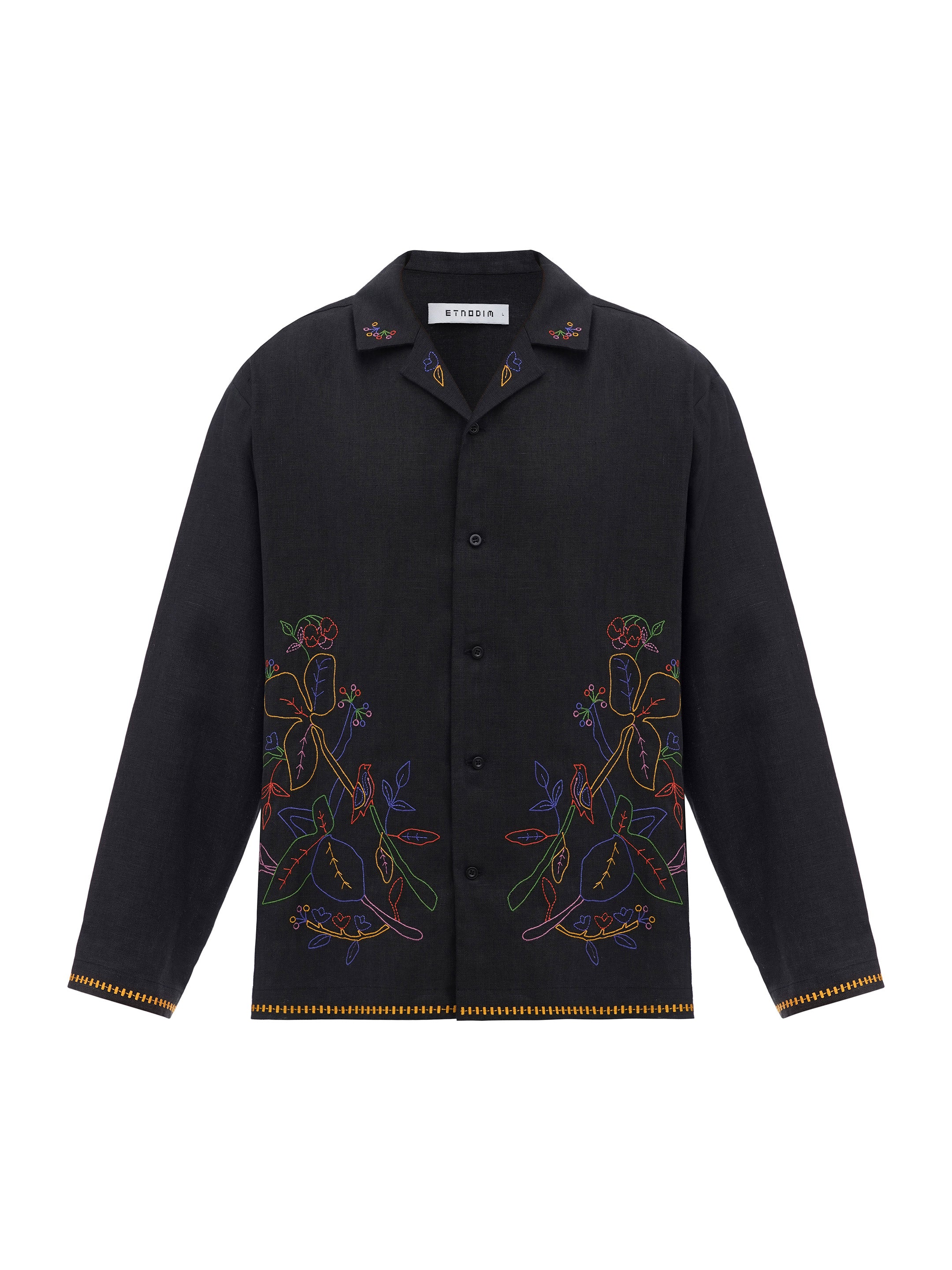 Dark shirt with colored embroidery "Hlid"