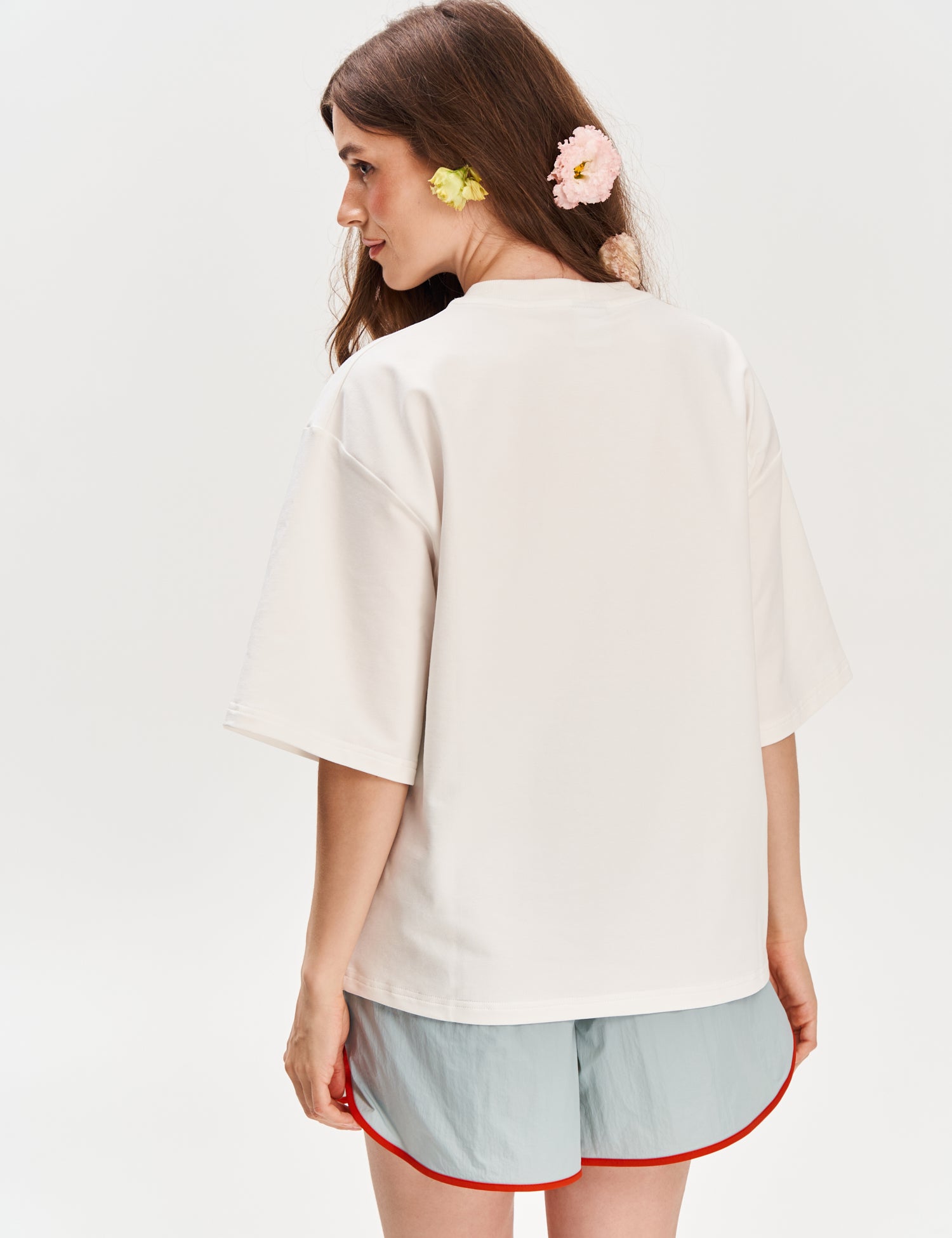 "Kherson Tomatoes" Embroidered T-shirt, Milky