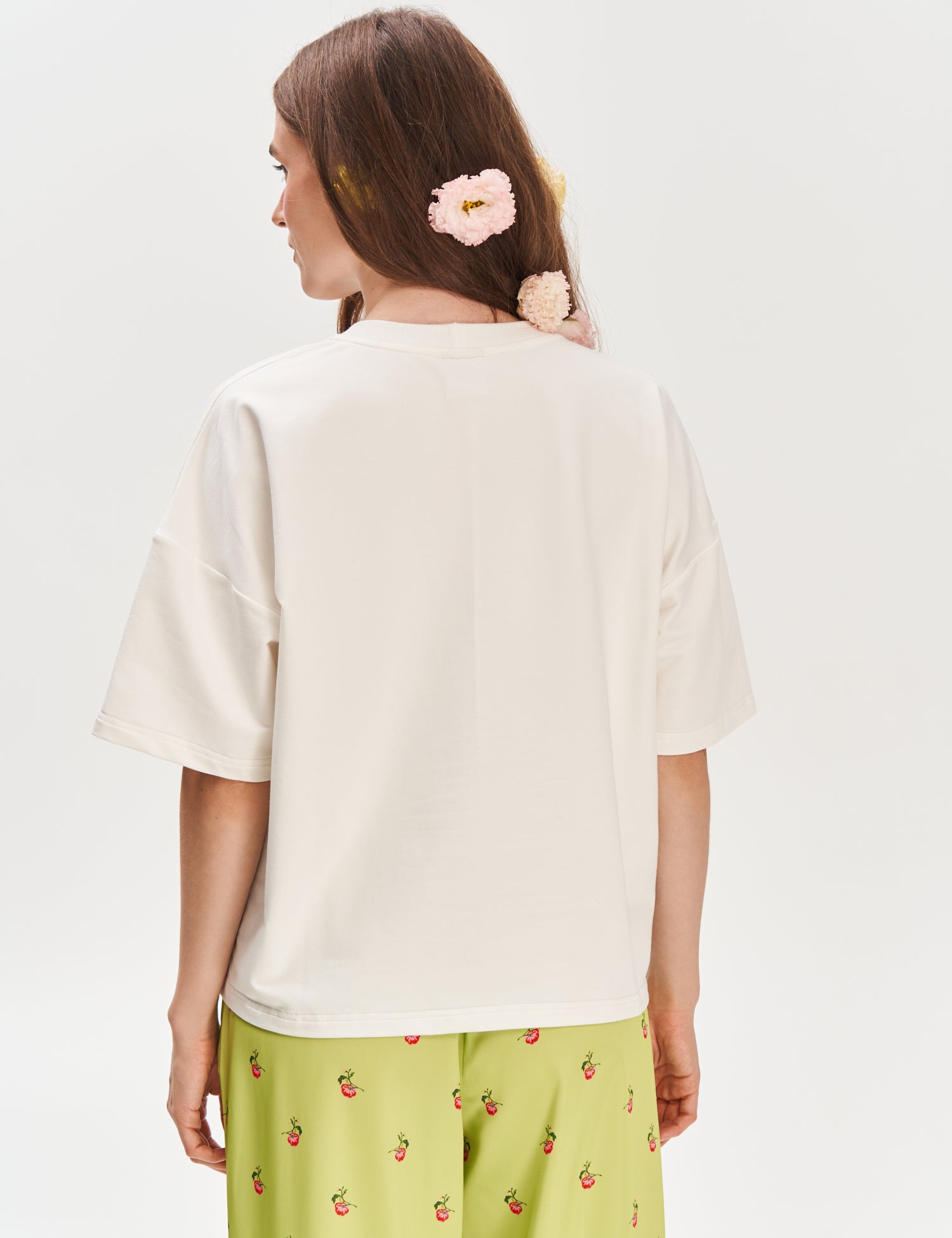 "Kyiv Chestnut Blossom" Embroidered T-shirt, Milky