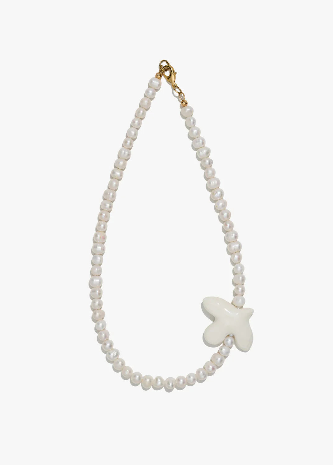 Necklace "Myrni" pearls and a dove on a soft base