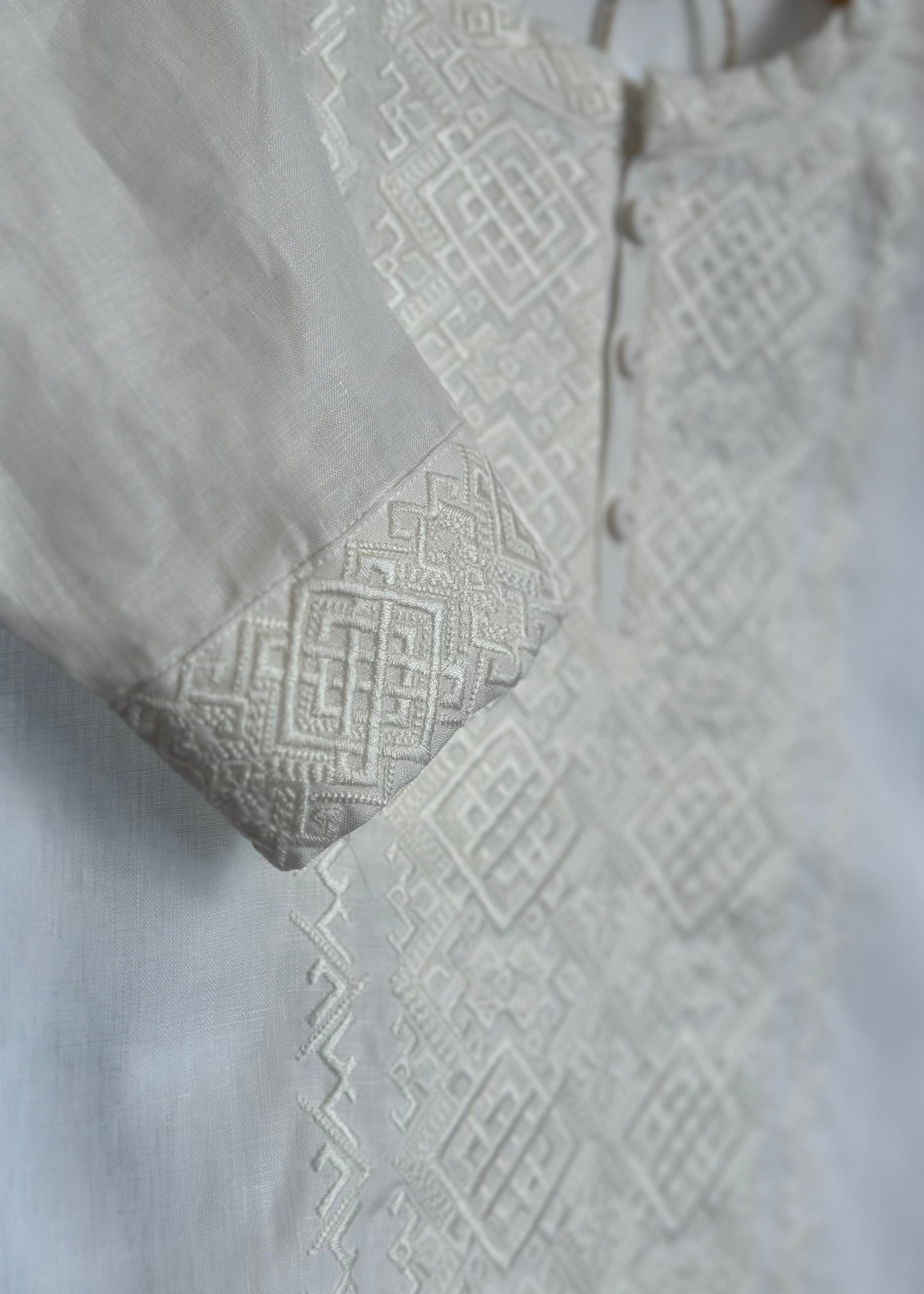 Men’s shirt with designer embroidery “Oprishok” white ornament