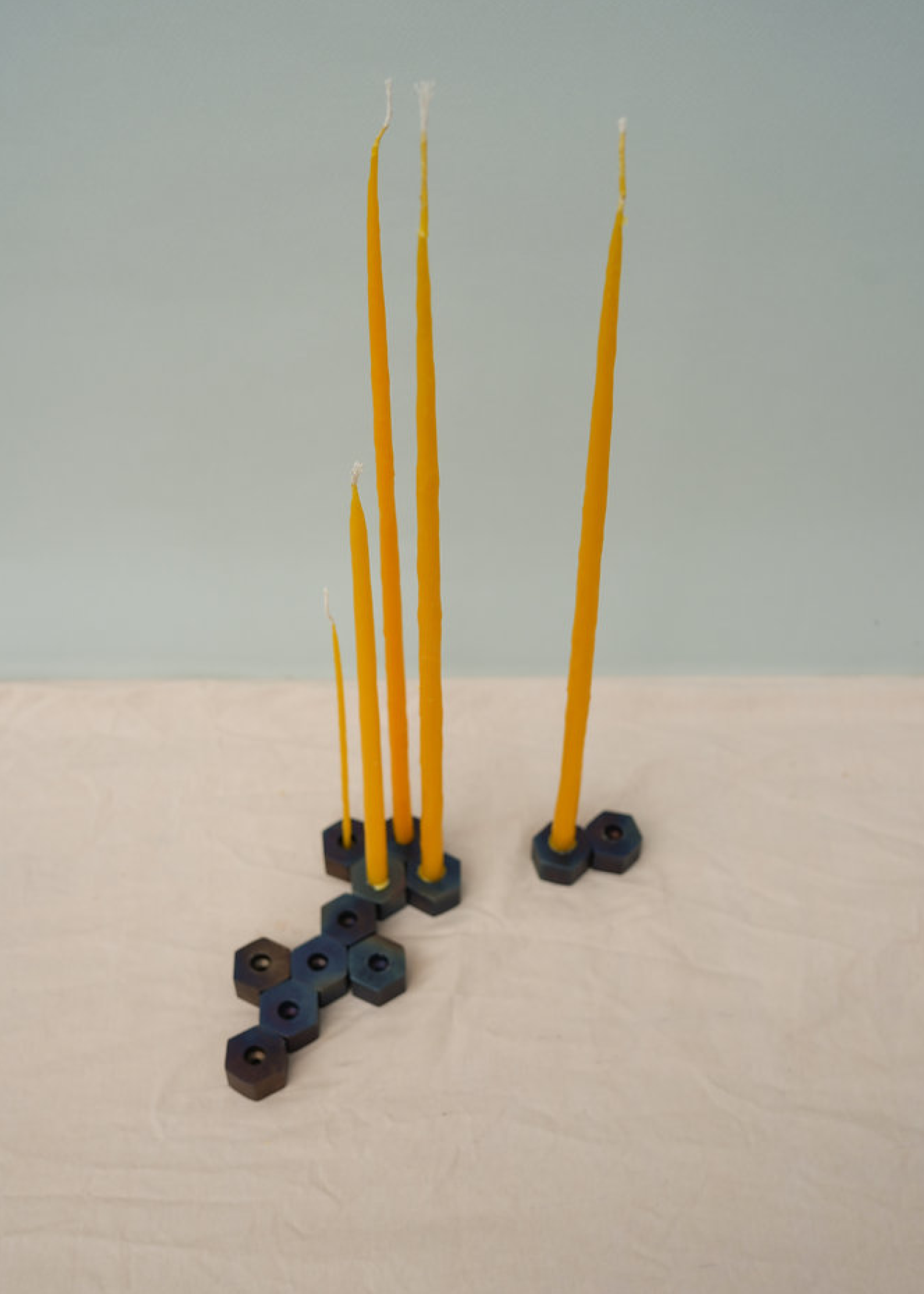 Metal “washer” candle holder