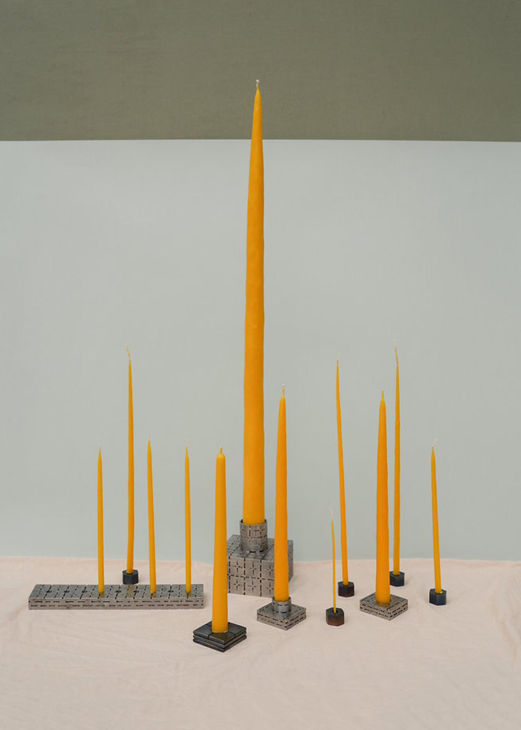 Metal “washer” candle holder