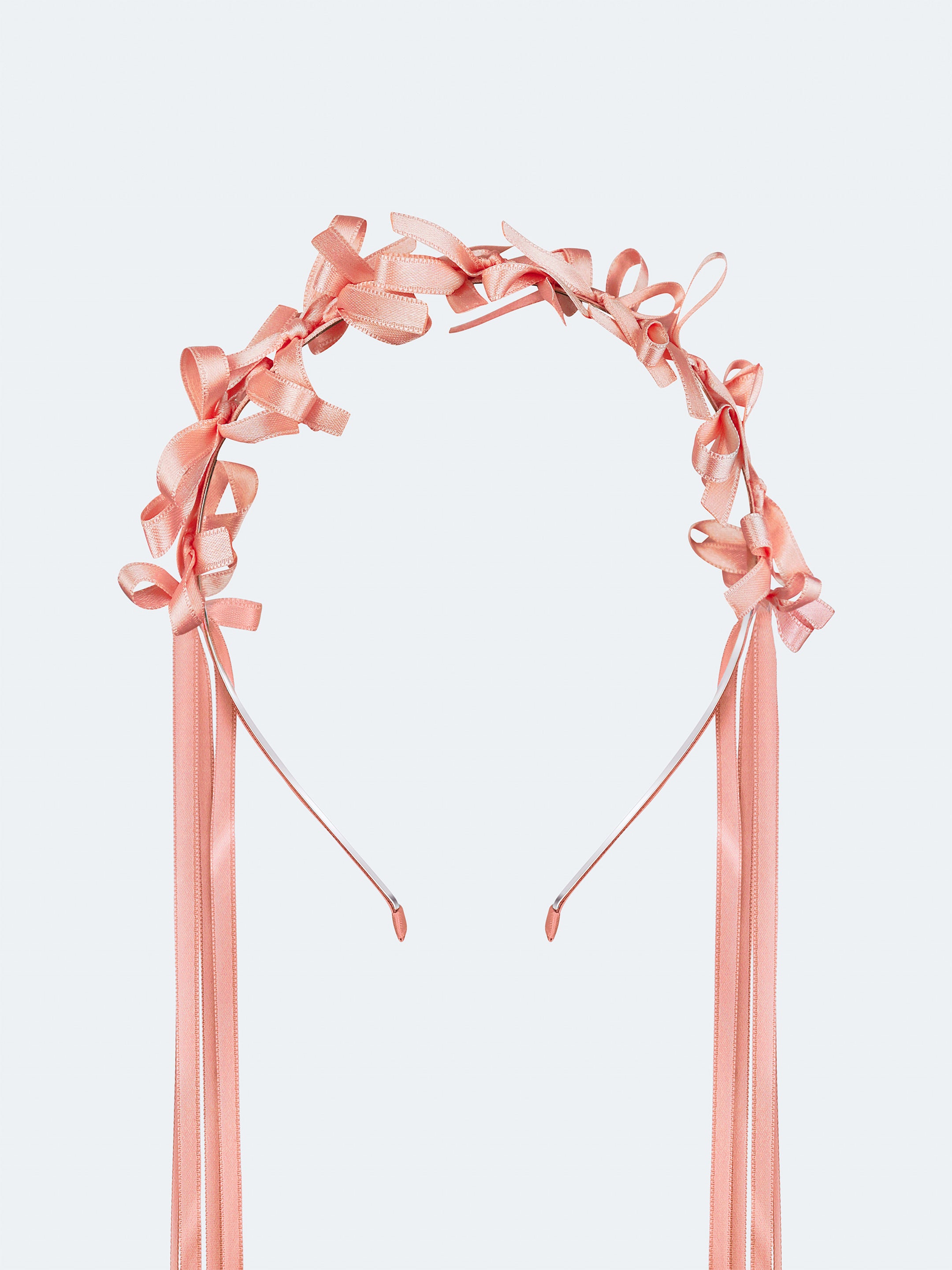 Light summer wreath made of peach-colored satin thread "Lebidka"