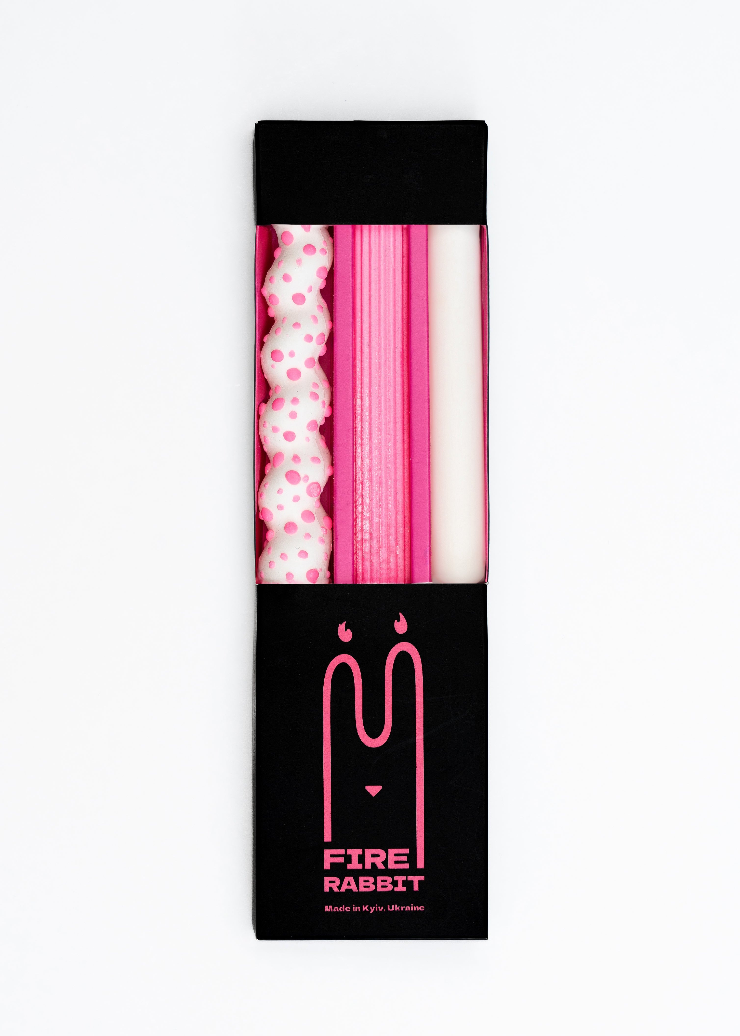 Taper candles mixed set of 3 (White & Pink)