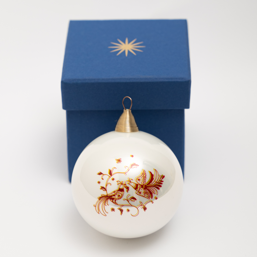 Glass christmas ball «Birds of paradise» Hutsul region