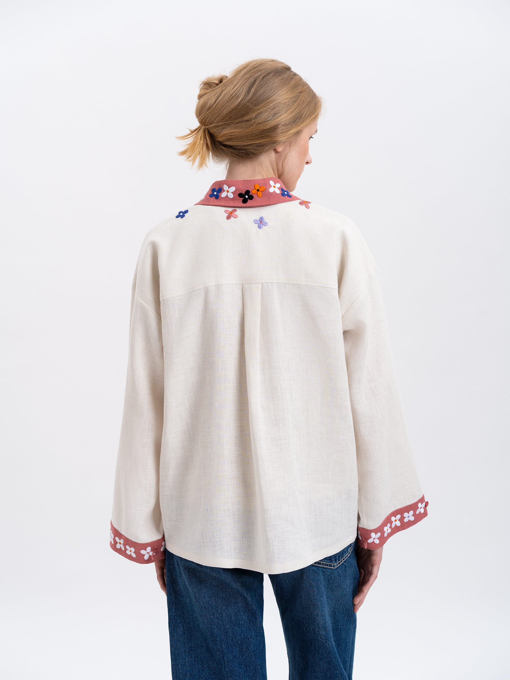 Women's shirt with an embroidered floral ornament "Ruta"