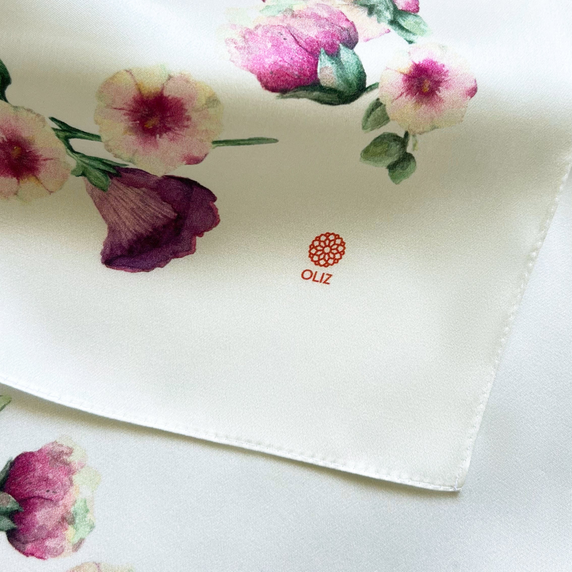 Silk scarf "Blooming mallows"