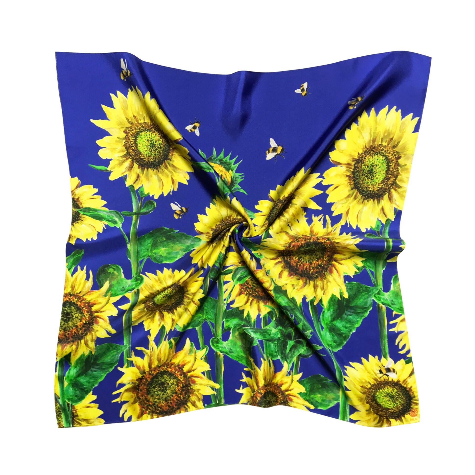 Silk scarf "Sunflowers and bees"
