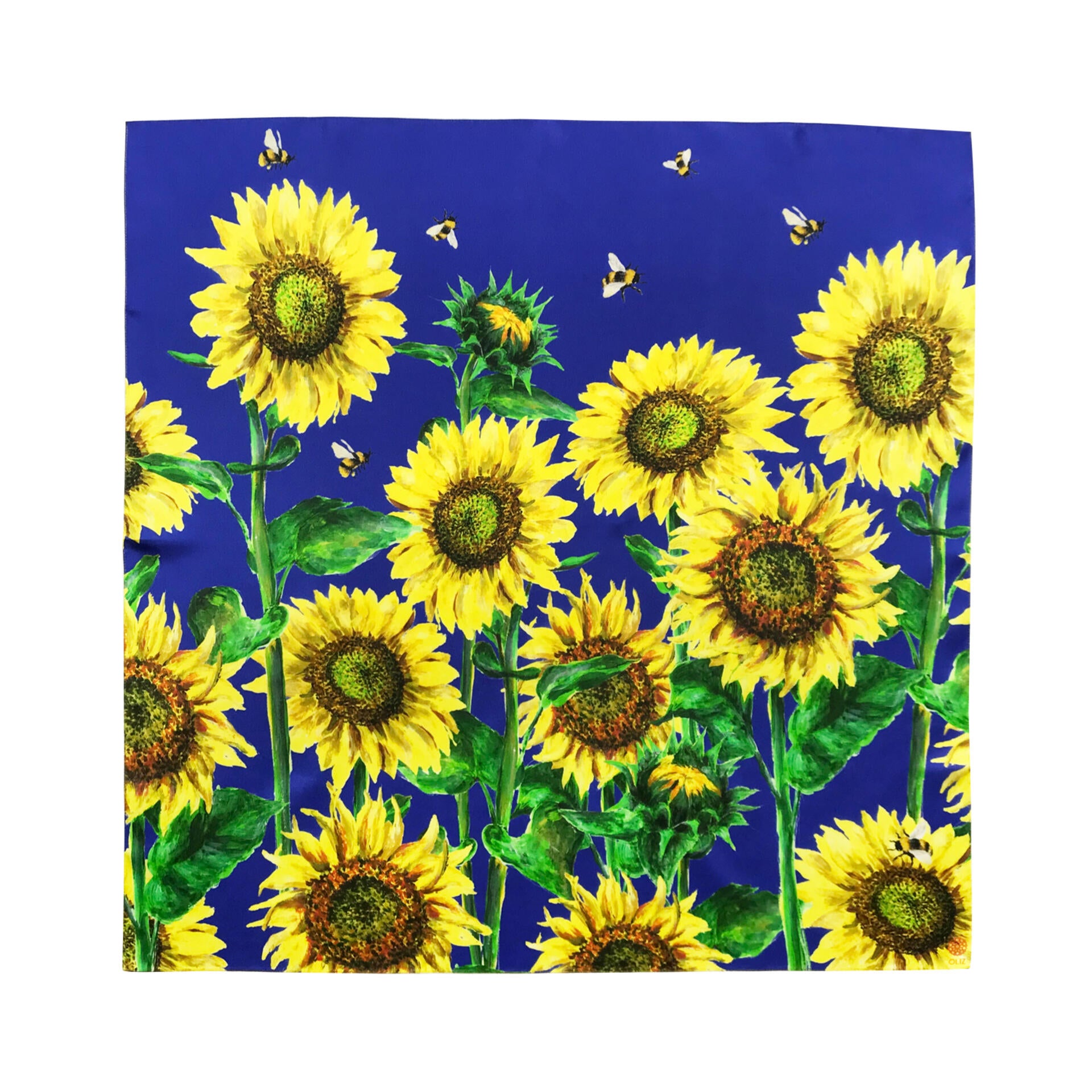 Silk scarf "Sunflowers and bees"
