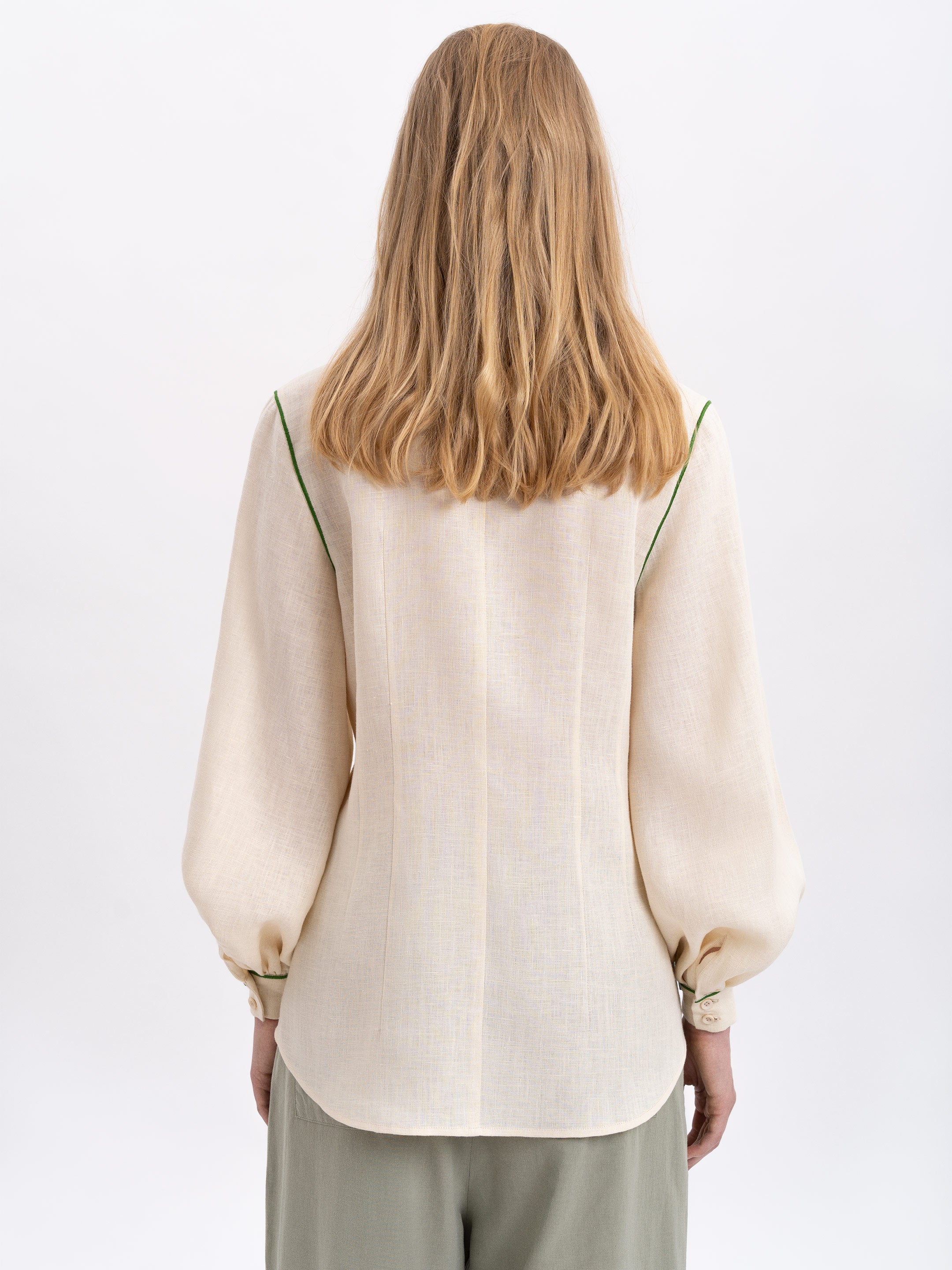 Linen embroidered shirt of milk color "Zhuravlyna"