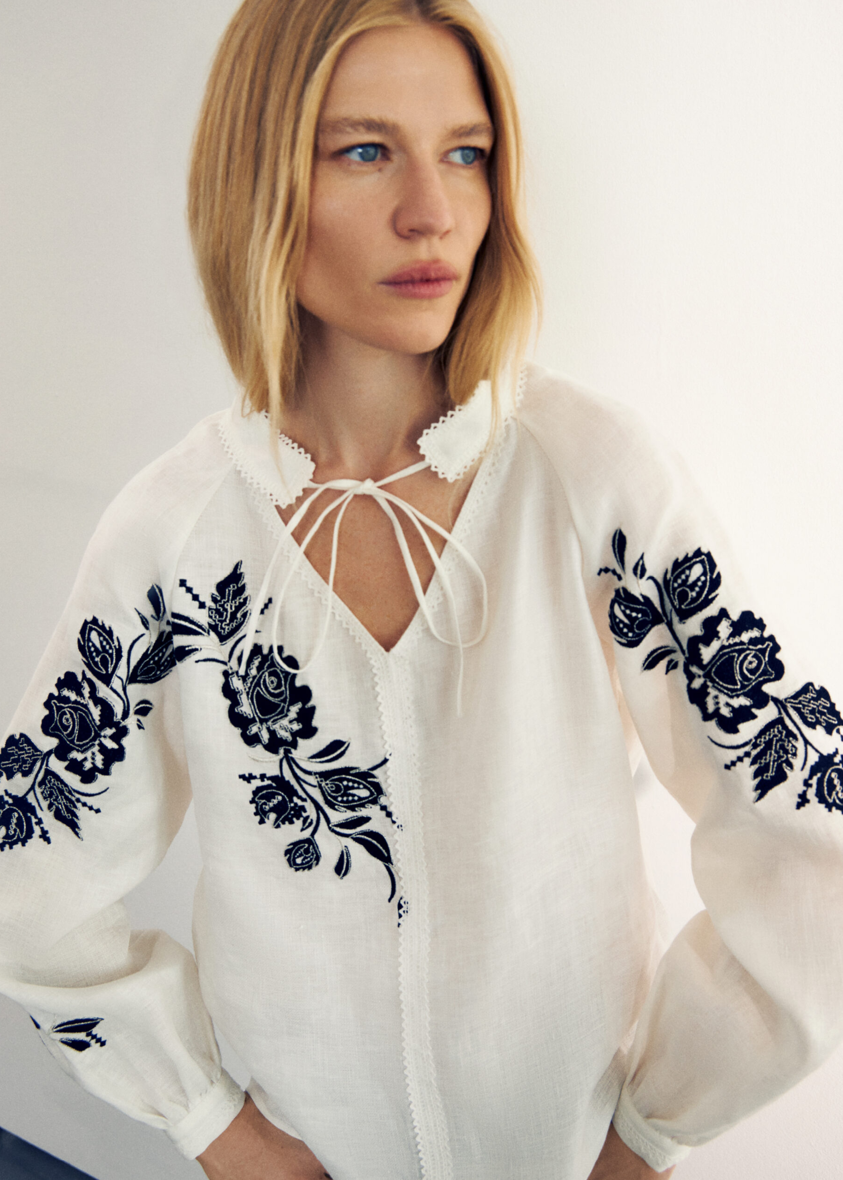 Women’s shirt with embroidery “Rose” black ornament