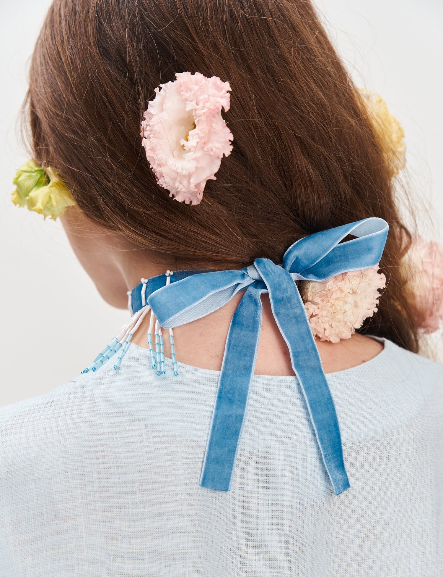 "Yazyk" Beaded Necklace, Light Blue