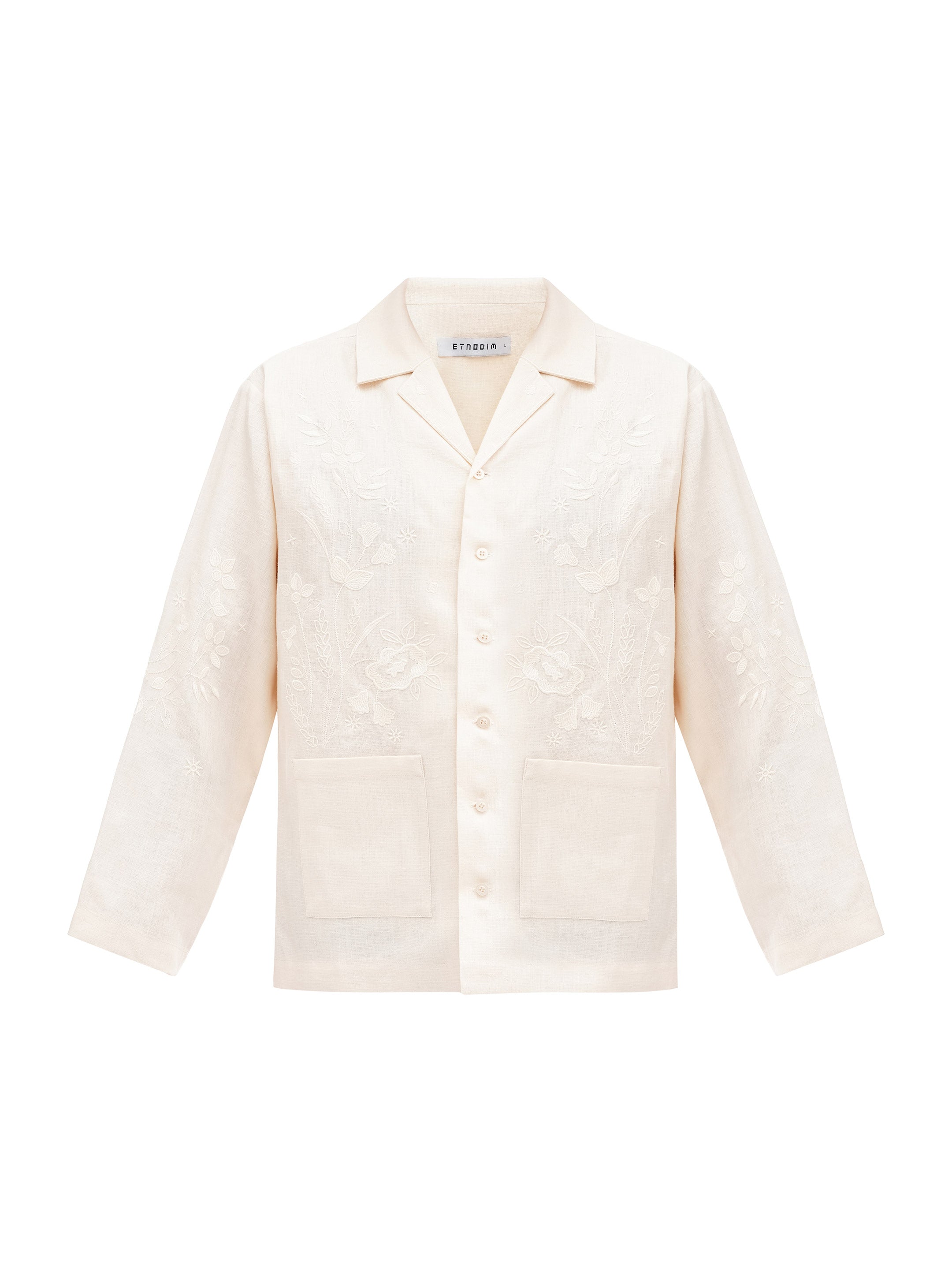 Cream-colored shirt with matching embroidery "Burkun"