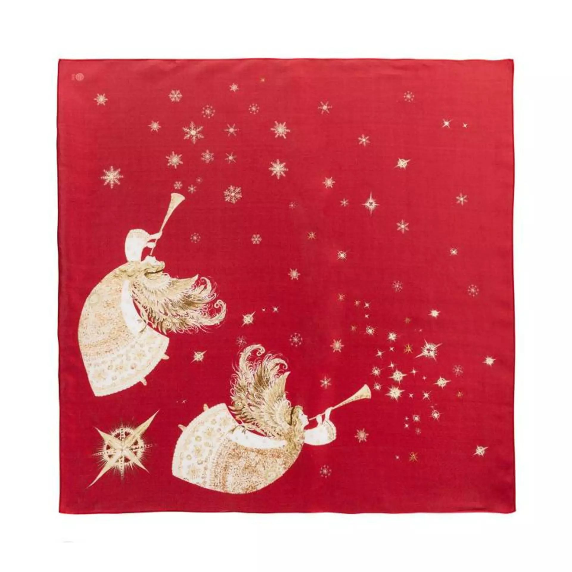 Red silk scarf with angels