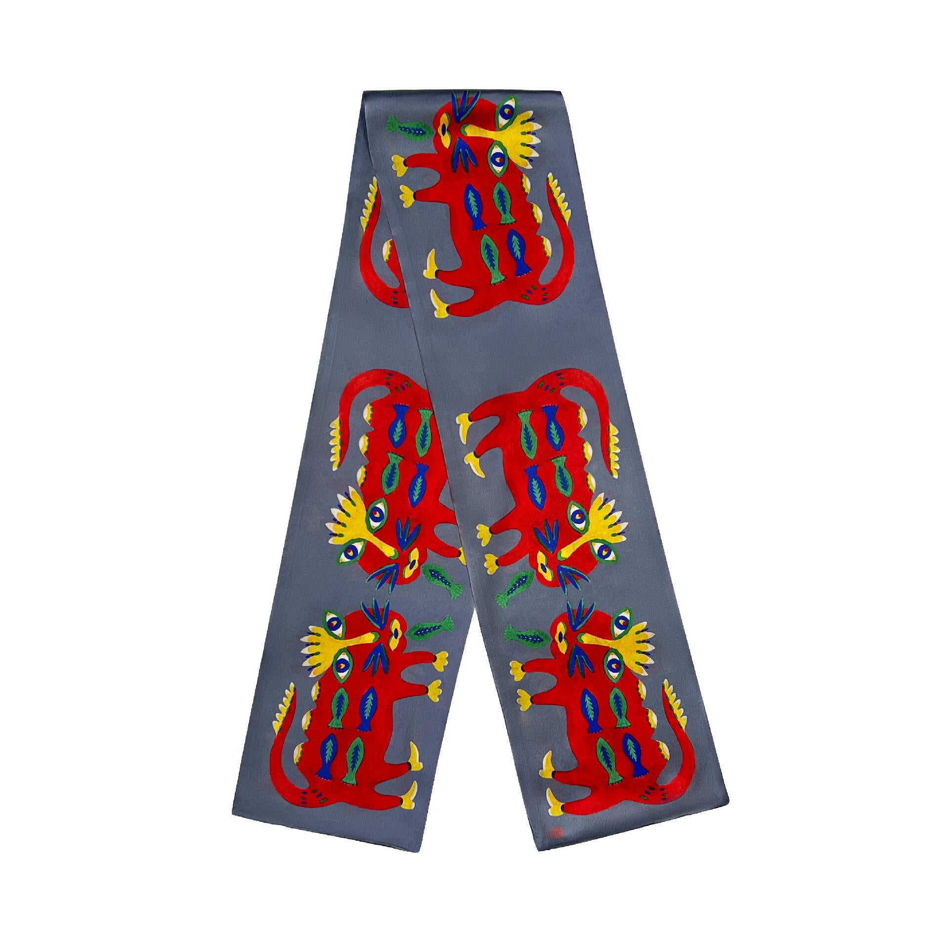 Silk twilly "A good beast fell in love with a goldfish" grey