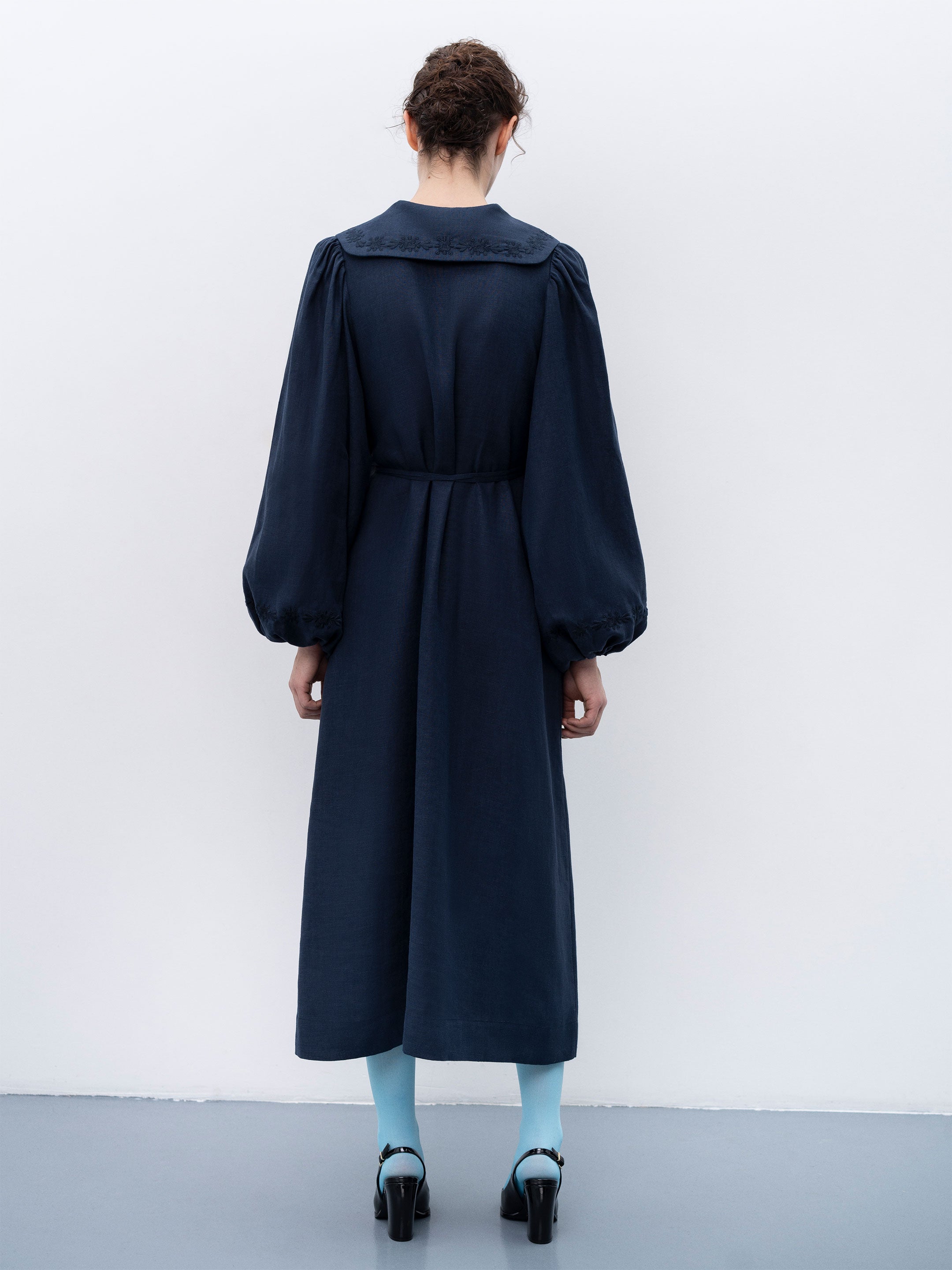 Linen dress with embroidery Pervotsvit Blue