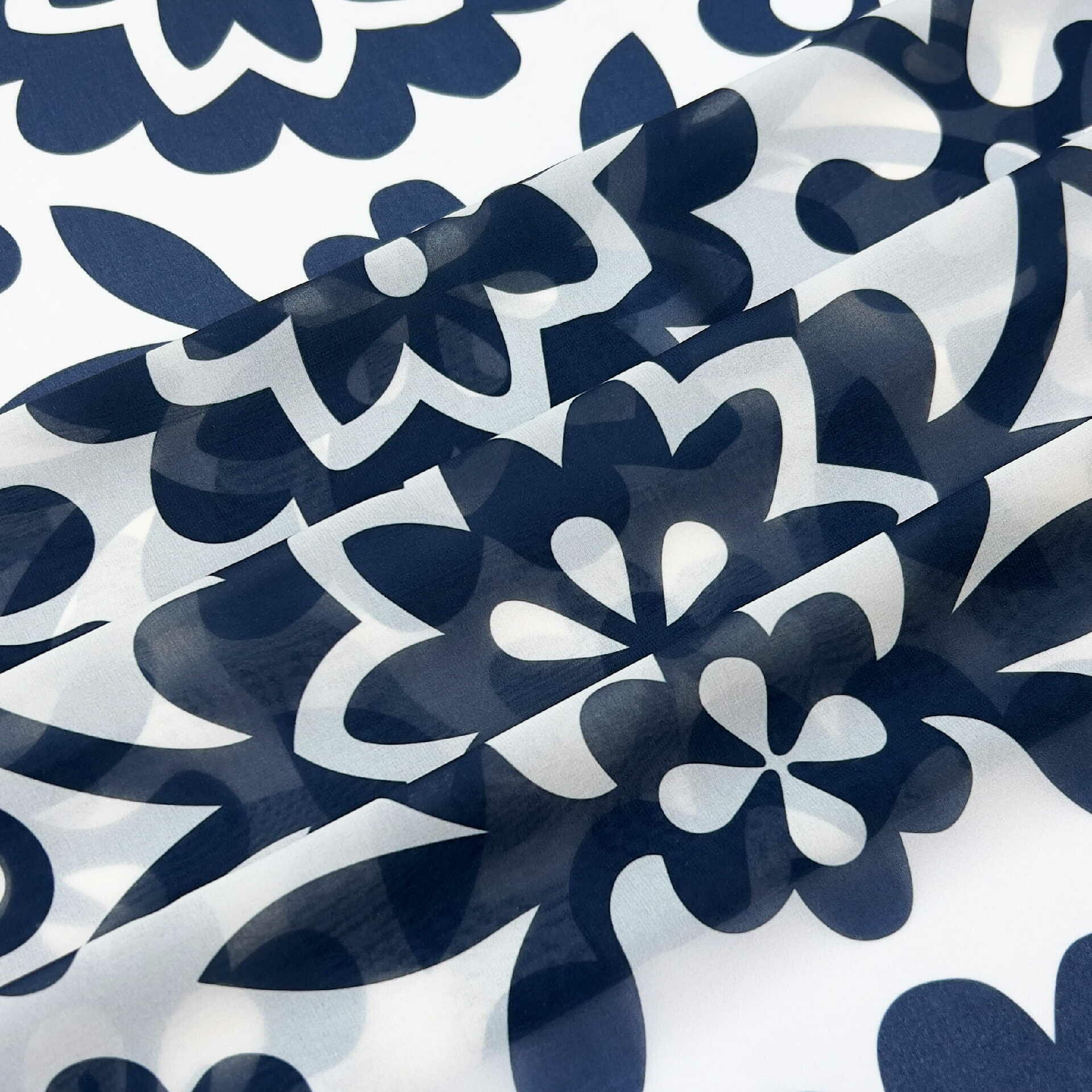 Shawl “Indigo Night” Blue and White