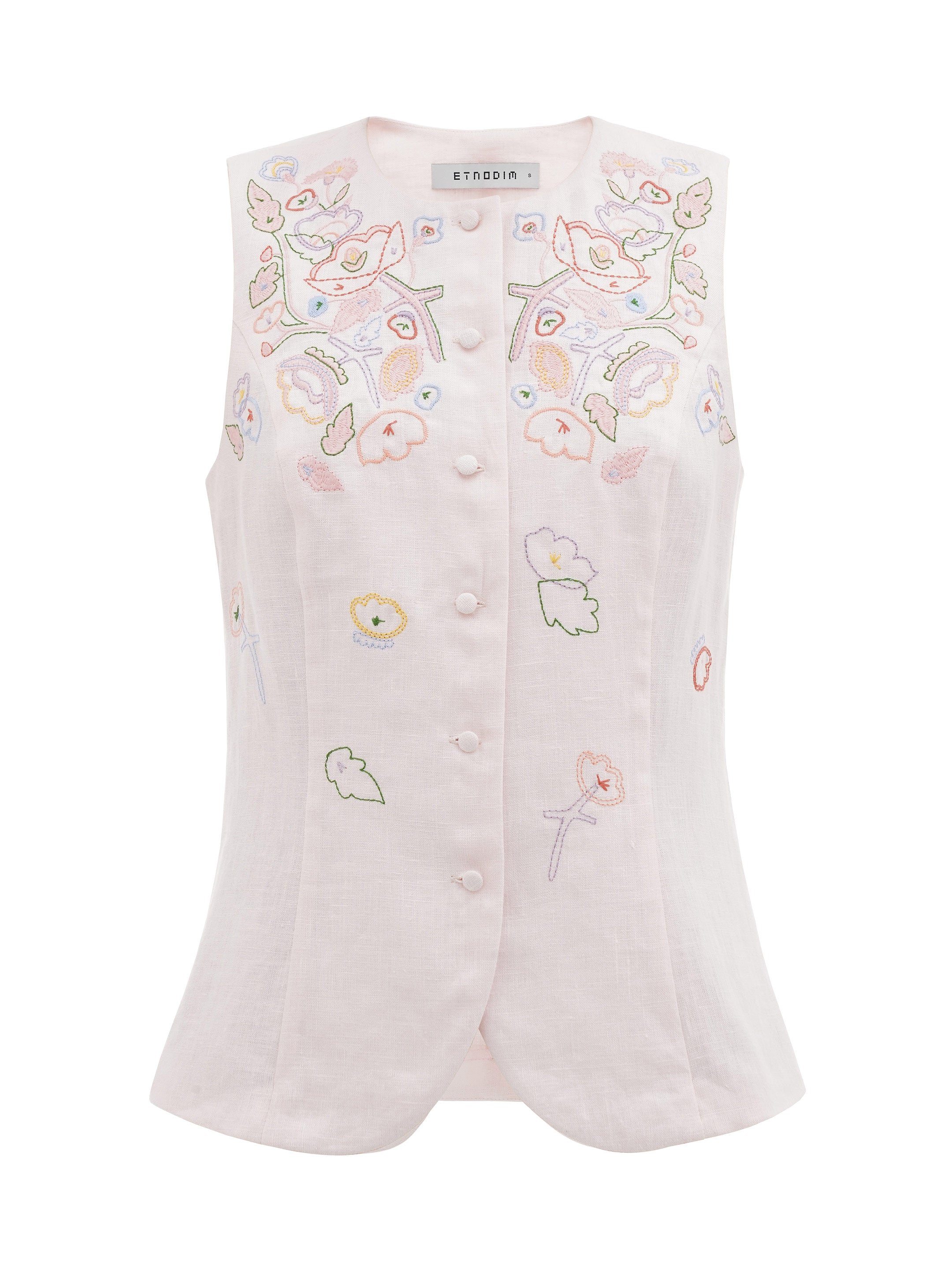 Light pink linen embroidered vest "Agrus"