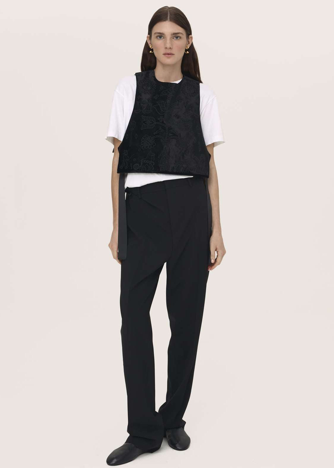 Embroidered Velvet Vest